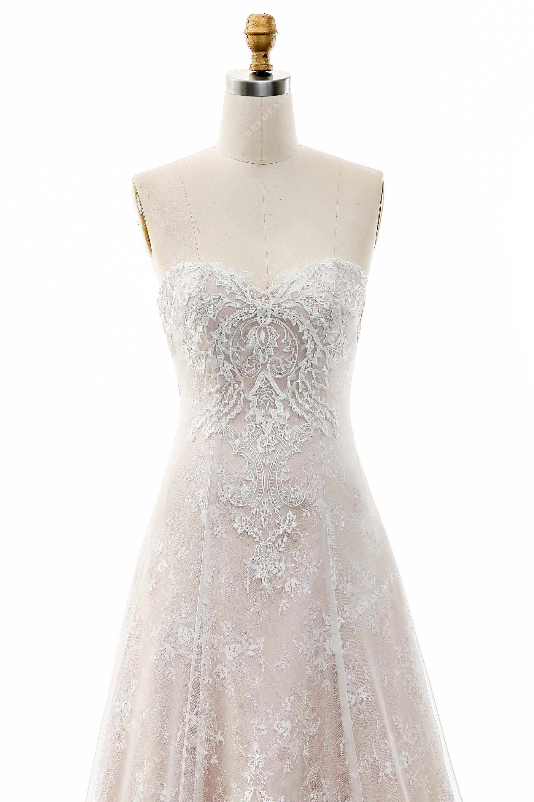 strapless sweetheart neck lace fashion bridal dress