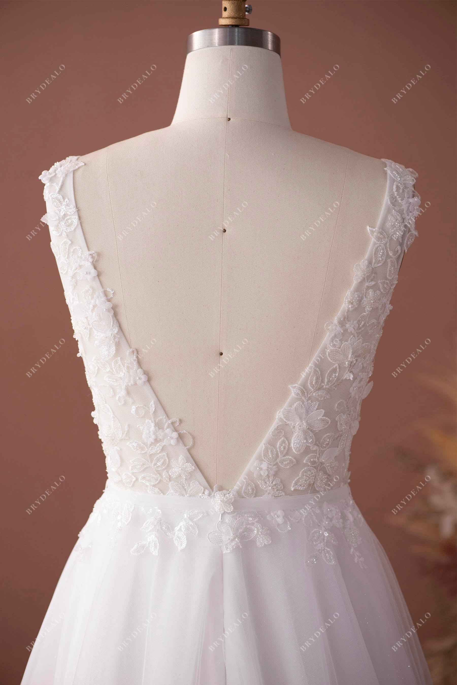 v-back sleeveless wedding gown