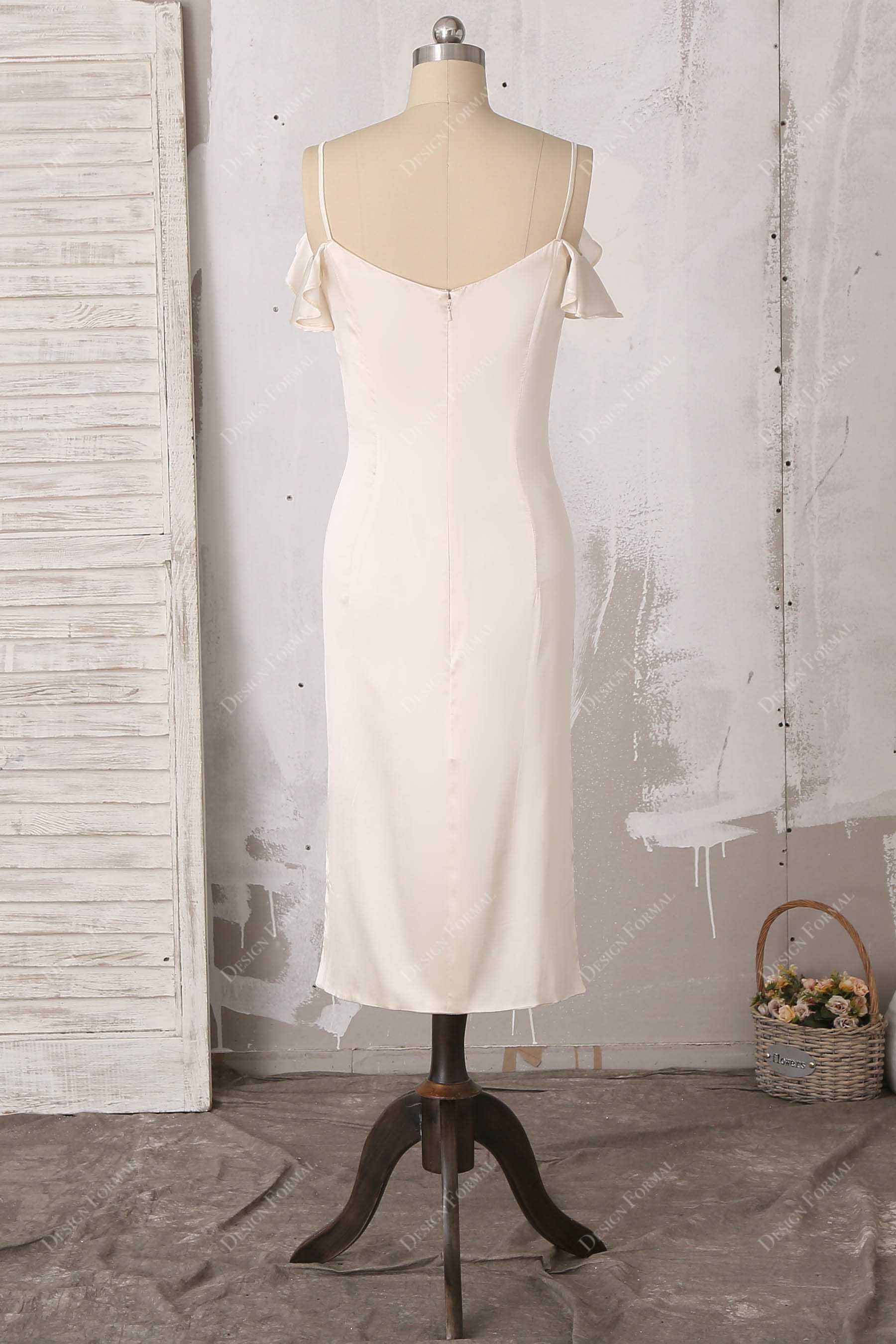 V-back thin straps silk dress
