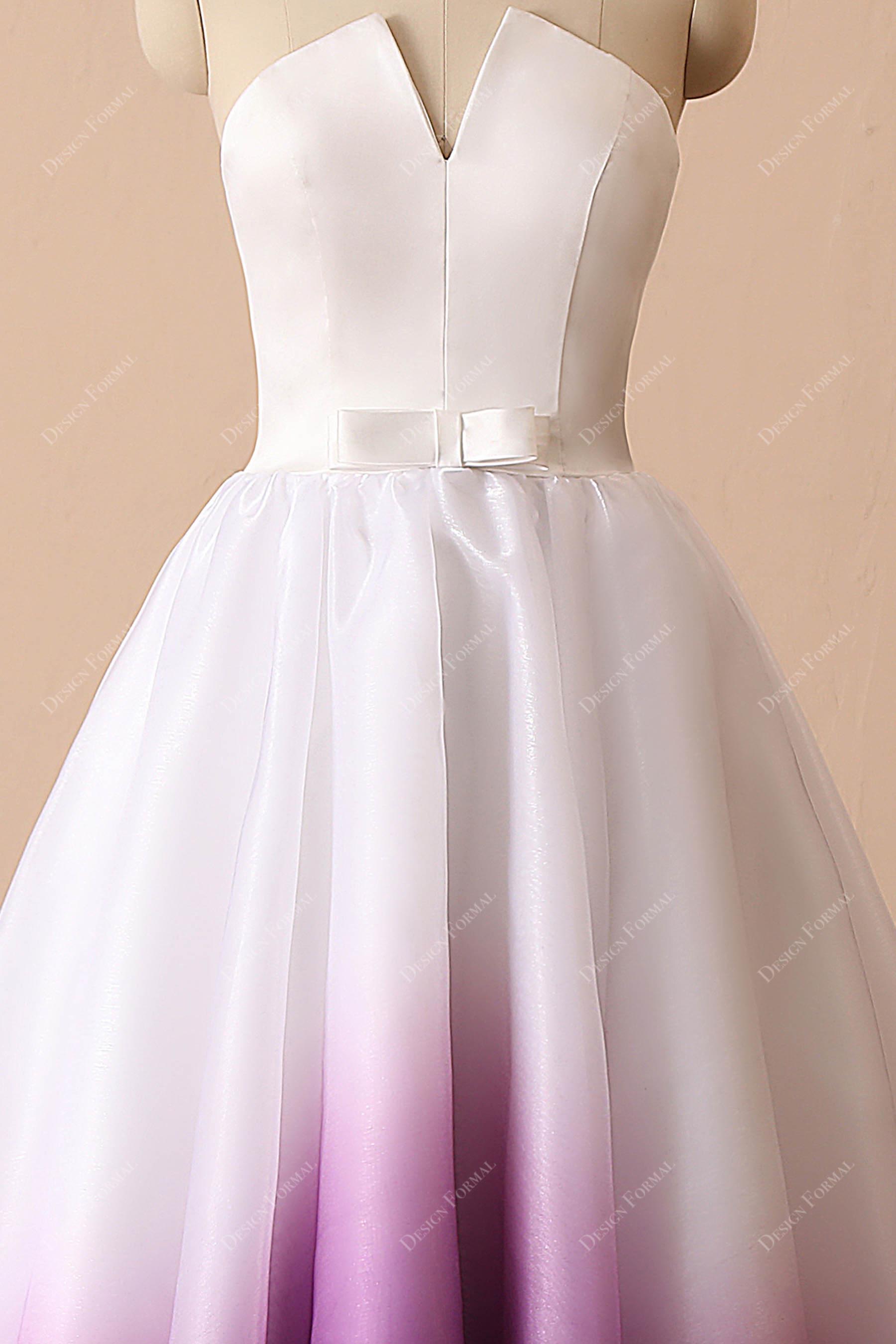V-notch neck strapless bridal dress