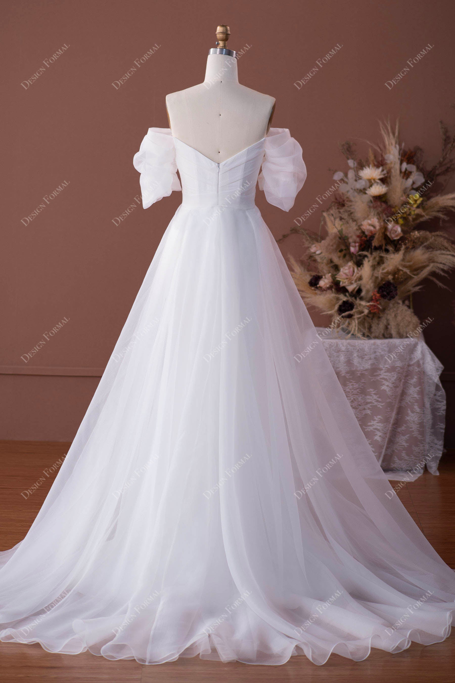 ball gown off-shoulder bridal dress