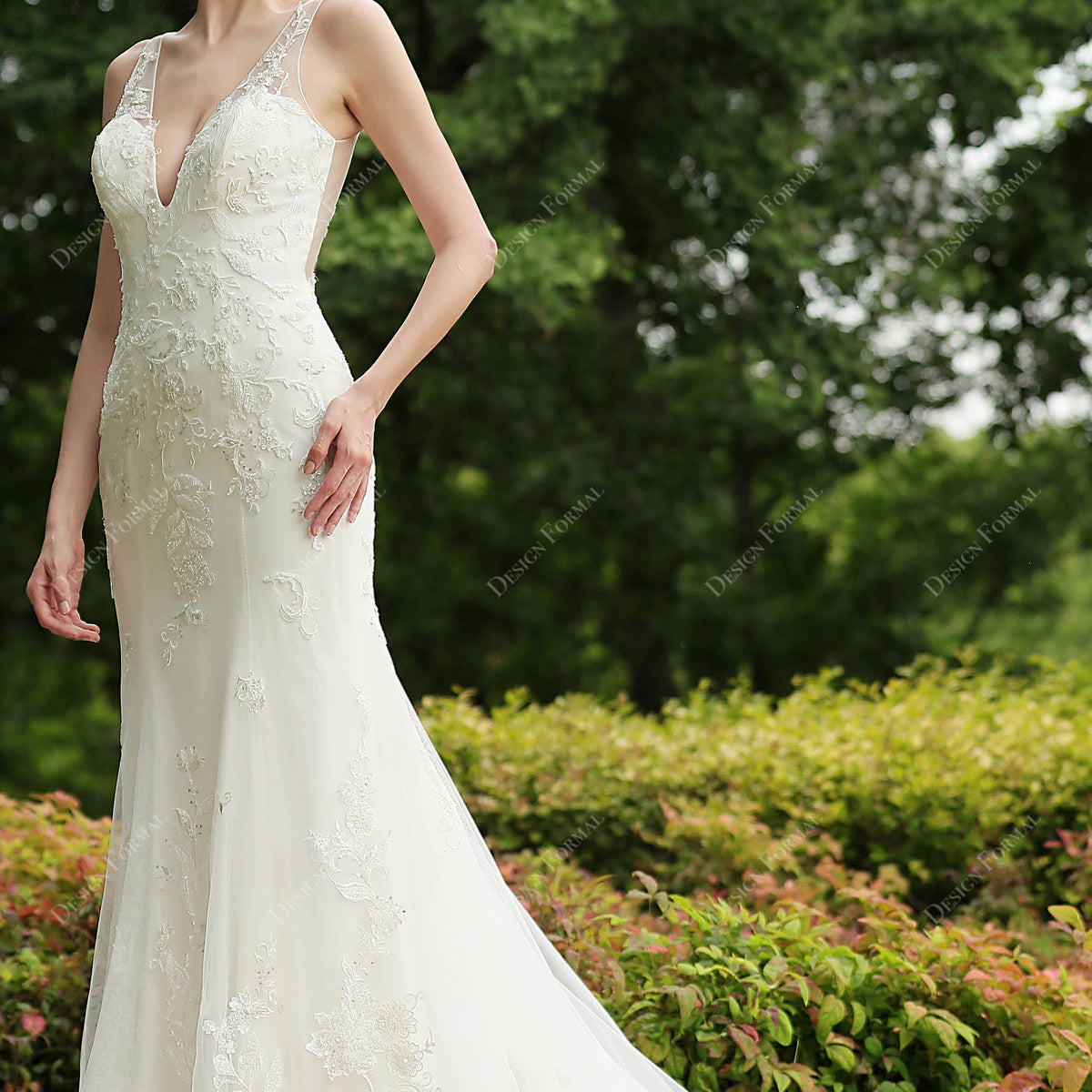 beaded brocade embellished mermaid wedding dress Beaded Brocade Embellished Mermaid Wedding Dress