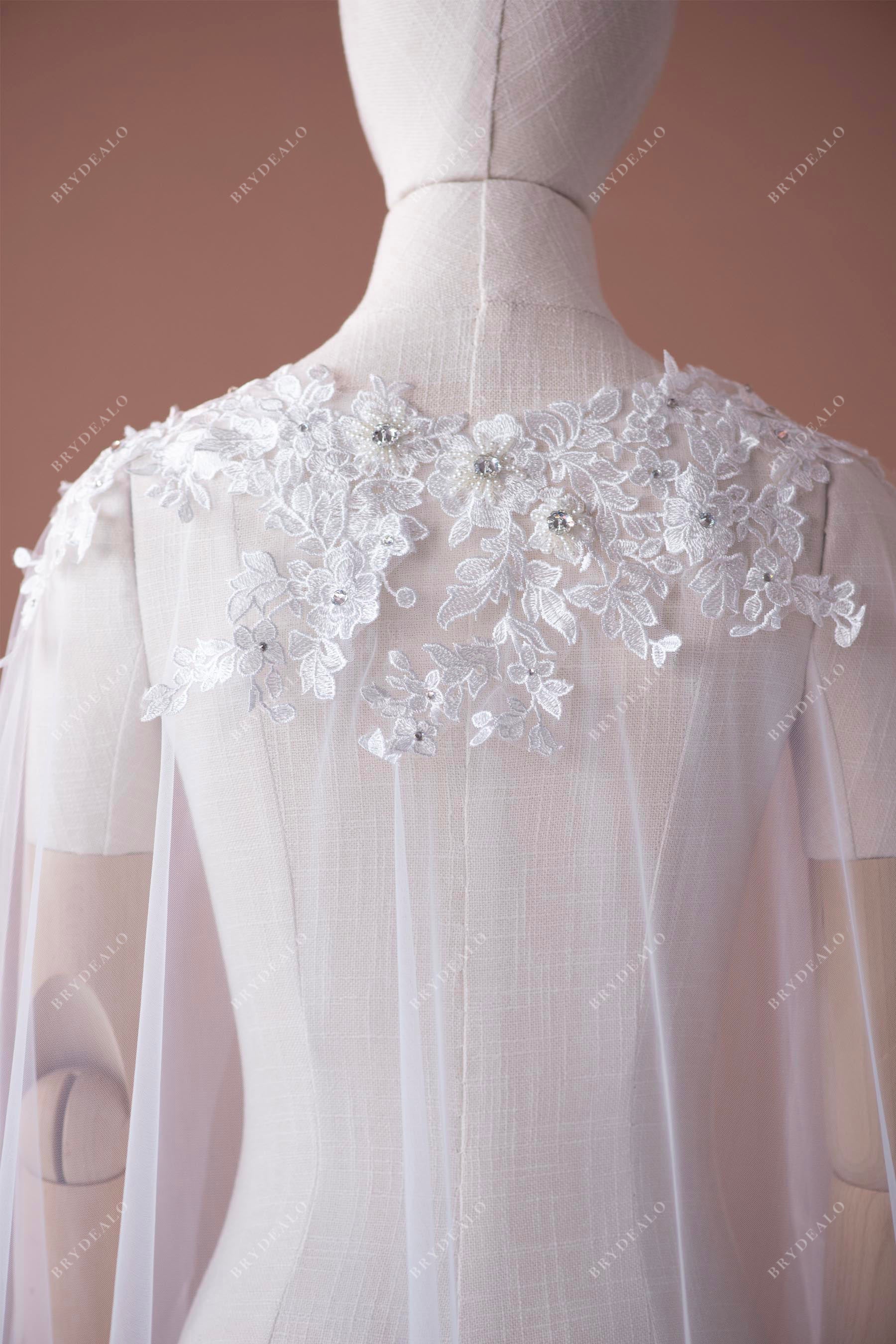 gorgeous beaded flower lace bridal cape