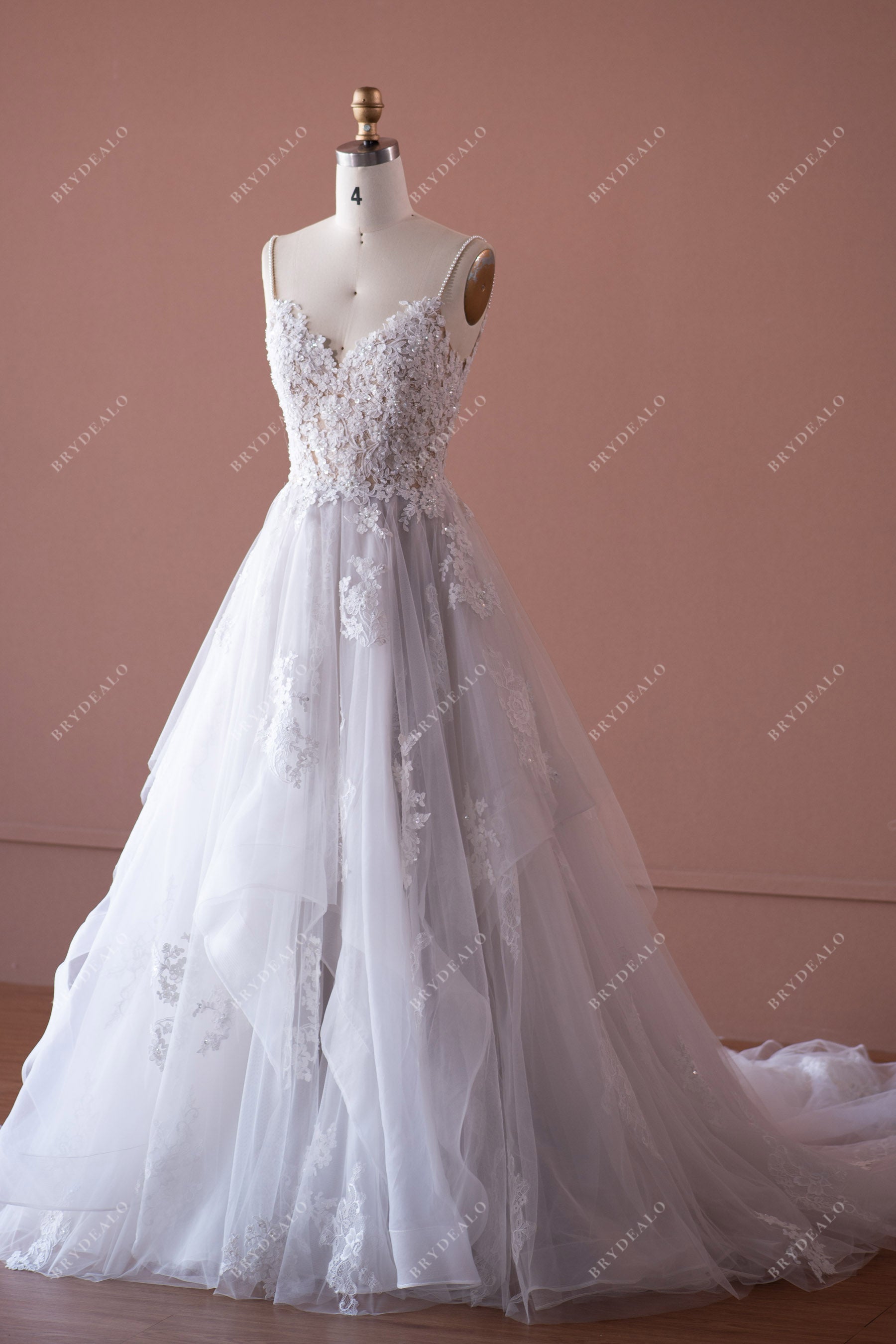 sleeveless pretty chapel train bridal gown