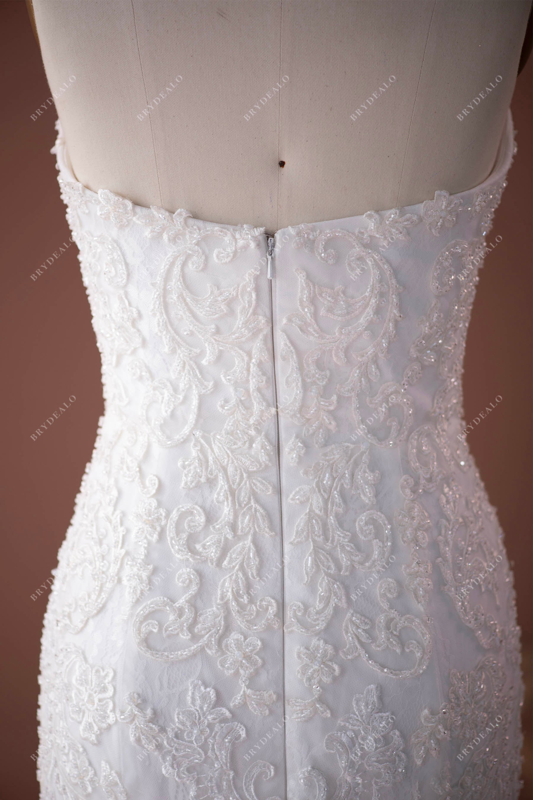 elegant mermaid beaded lace bridal gown