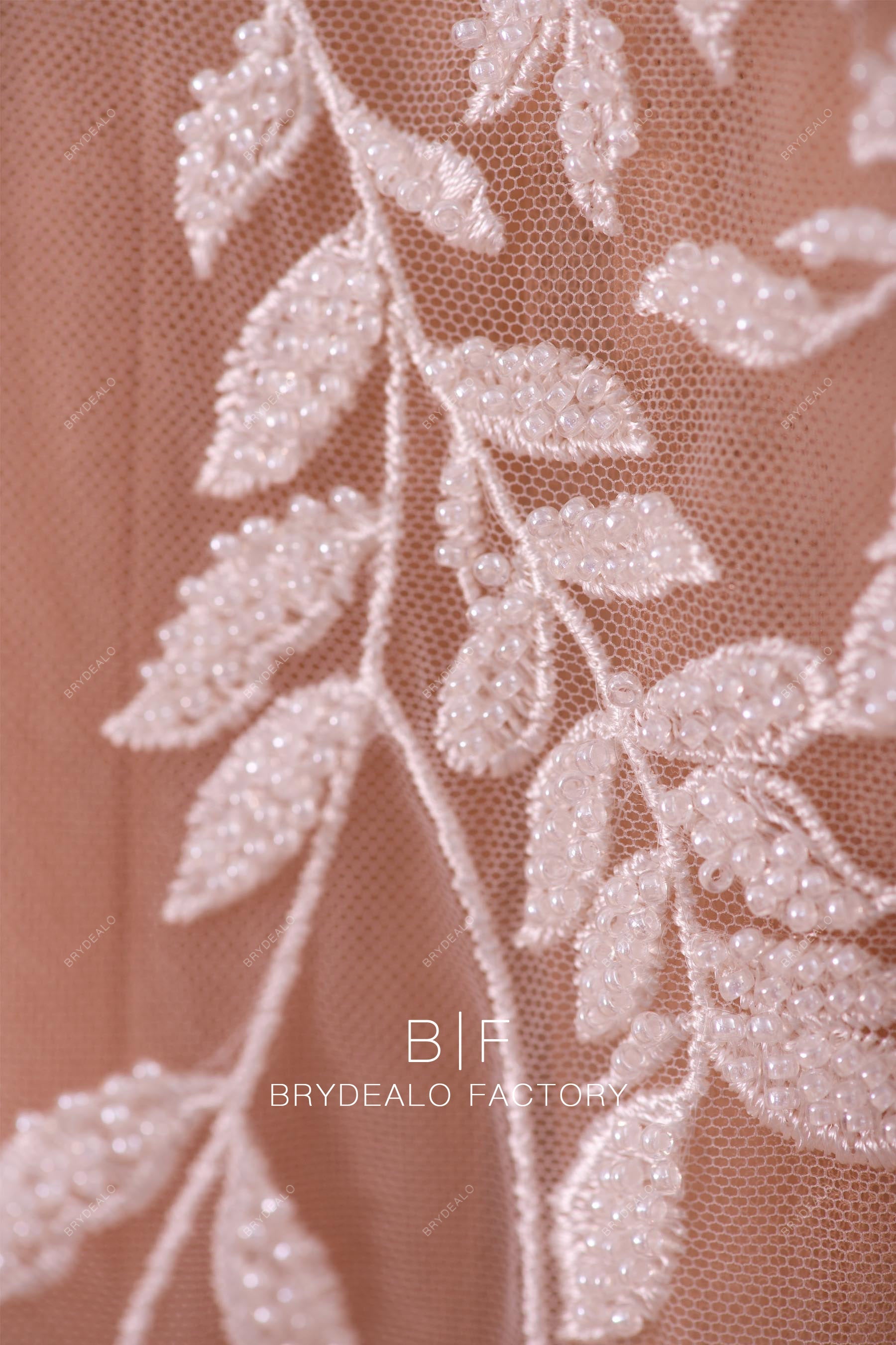 beaded leaf lace fabric online