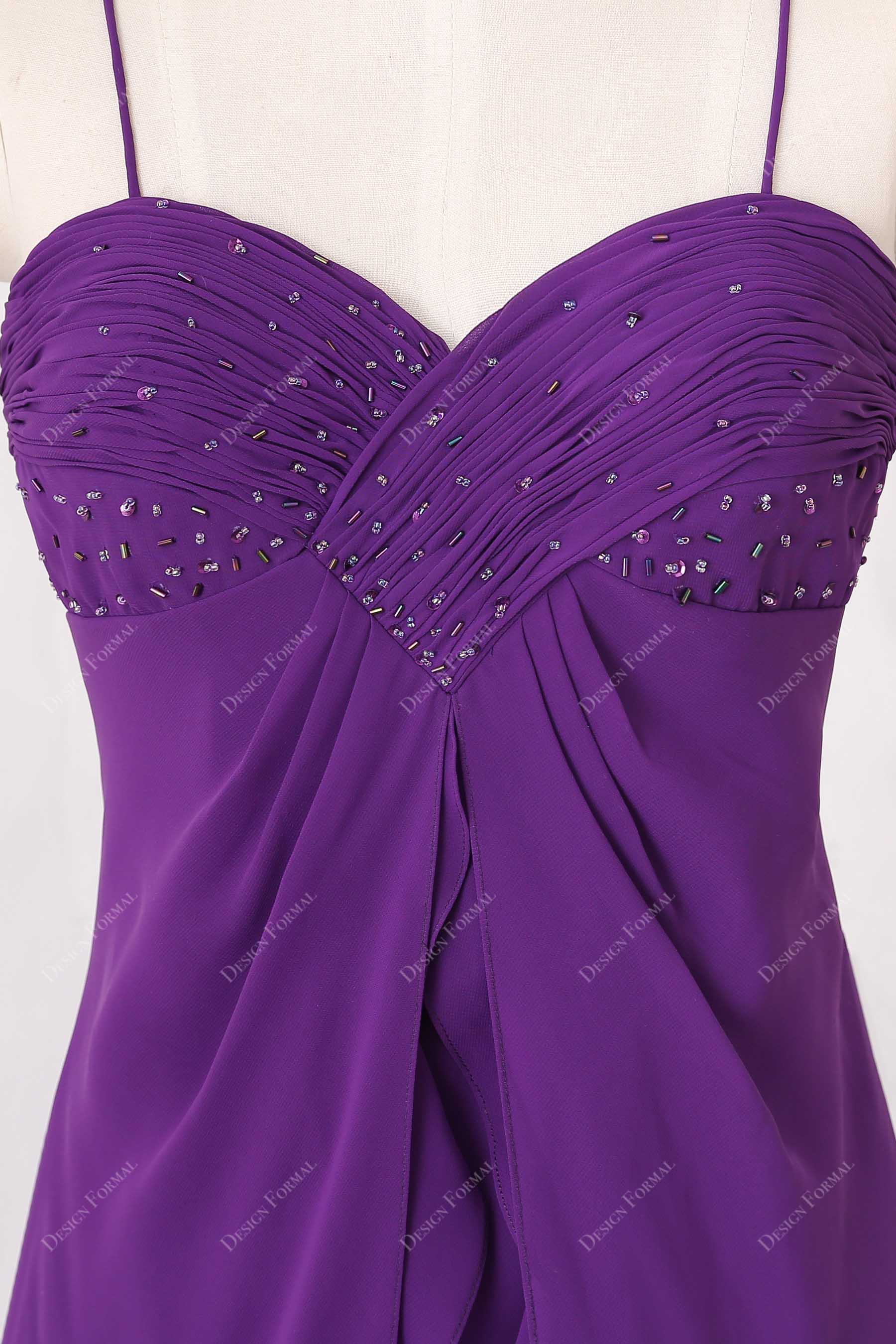 beaded ruched sweetheart purple bodice 