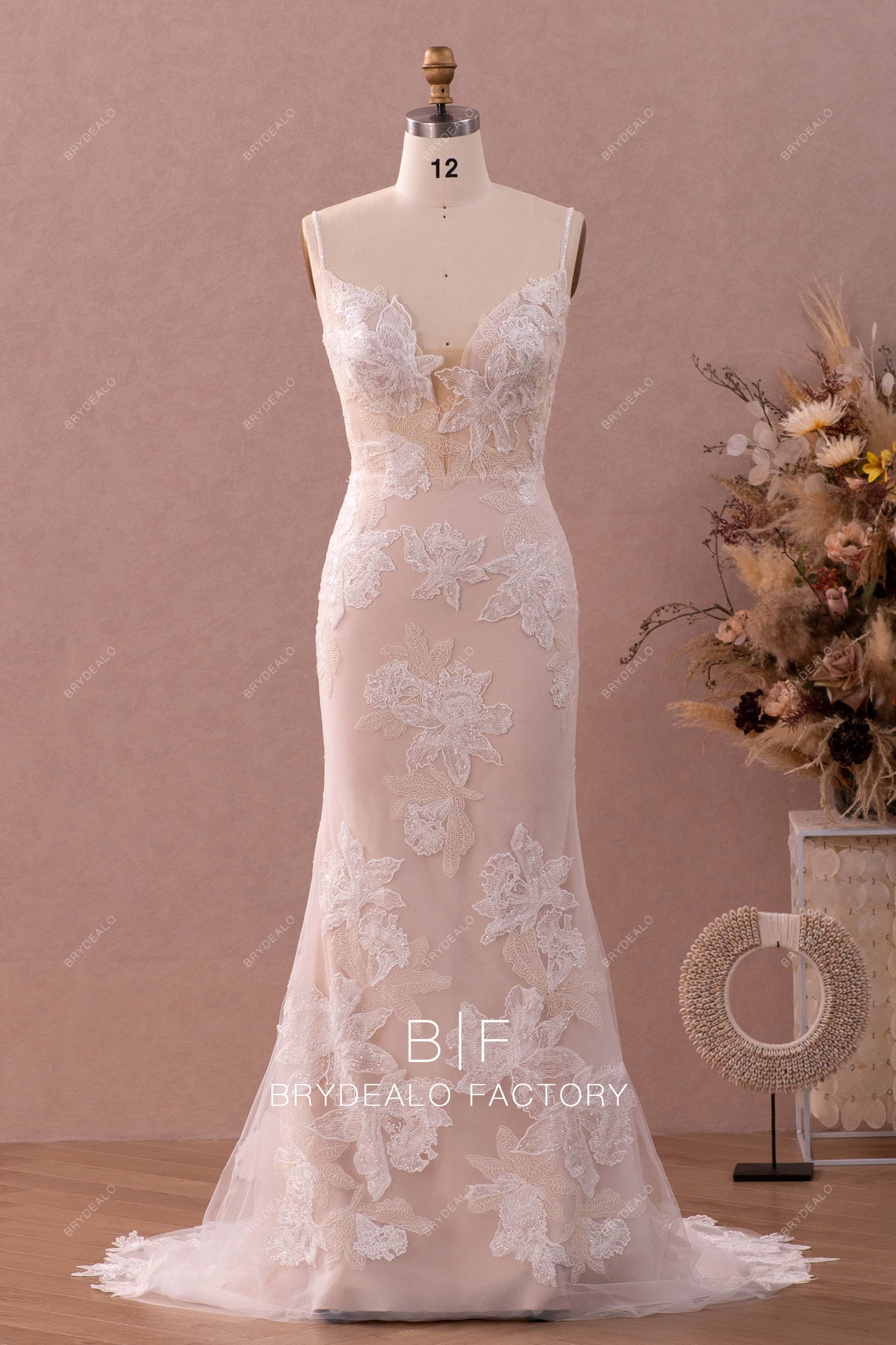 beaded straps designer mermaid bridal gown