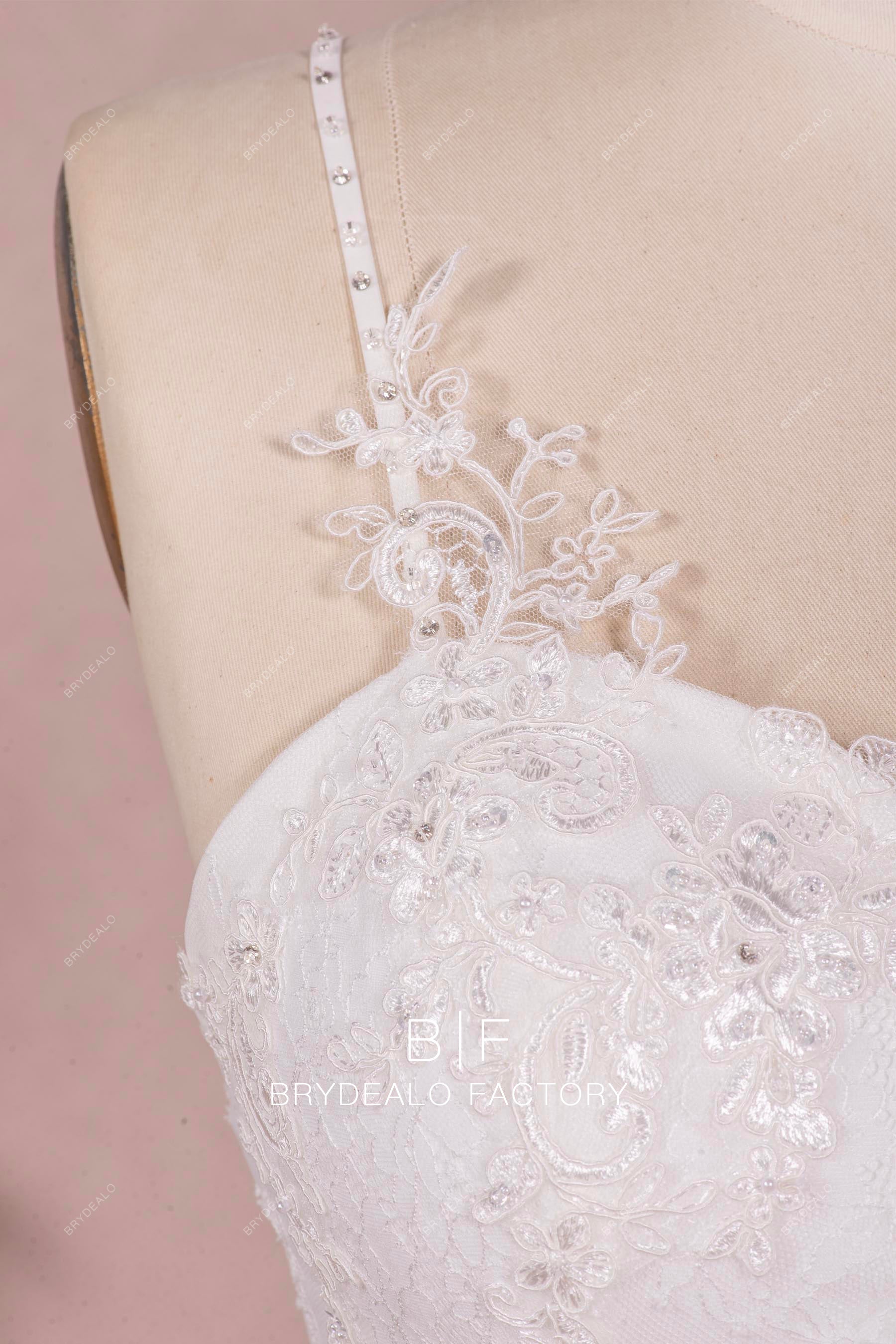 beaded straps sweetheart neck elegant bridal gown