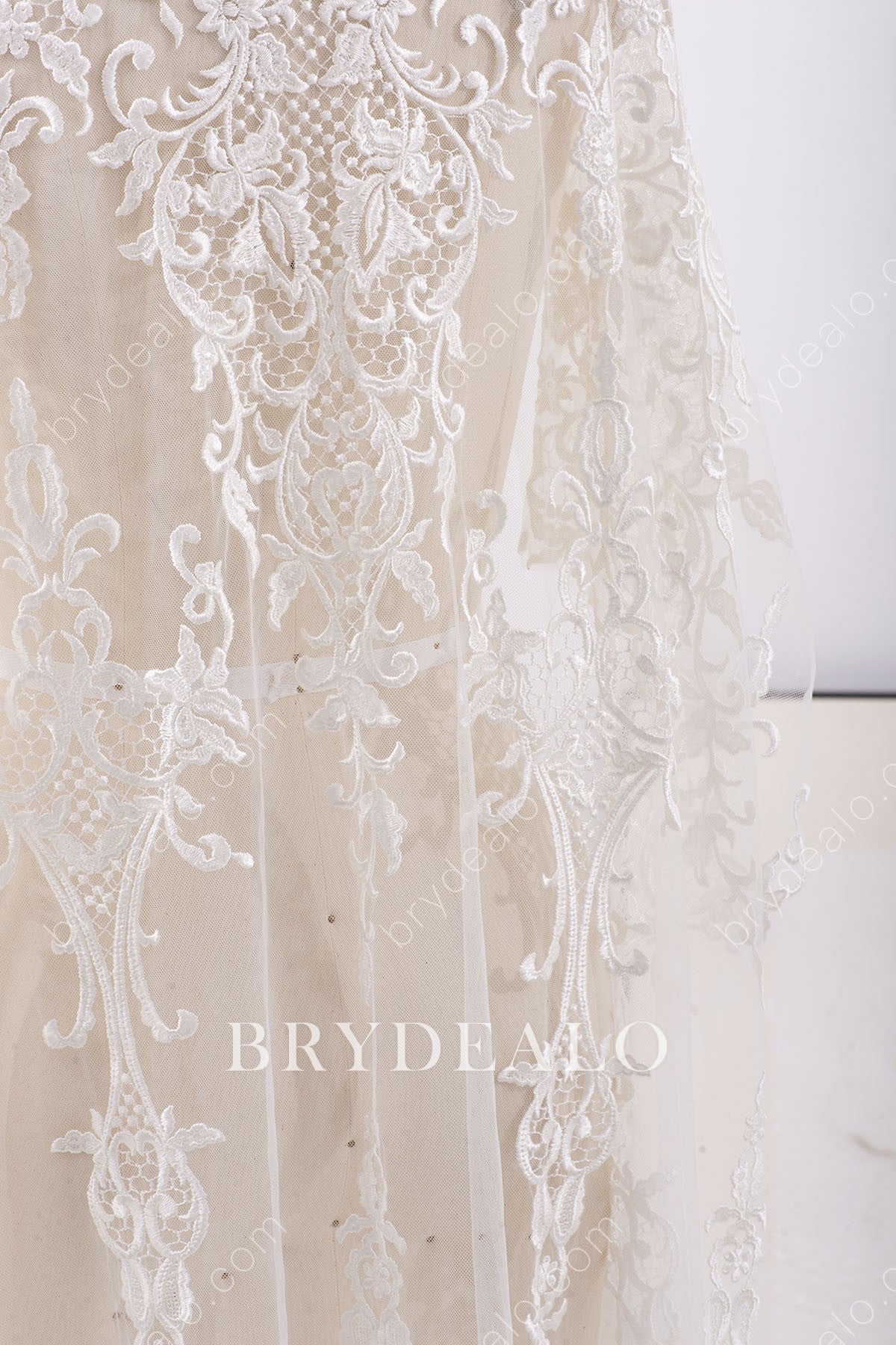 Best Beautiful Flower Cording Bridal Lace Fabric