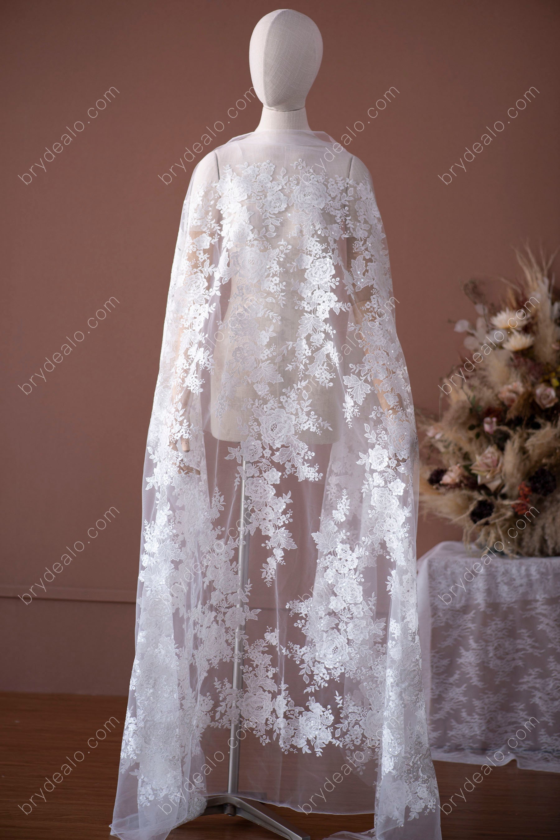 Sequin Flower Bridal Lace Fabric Online