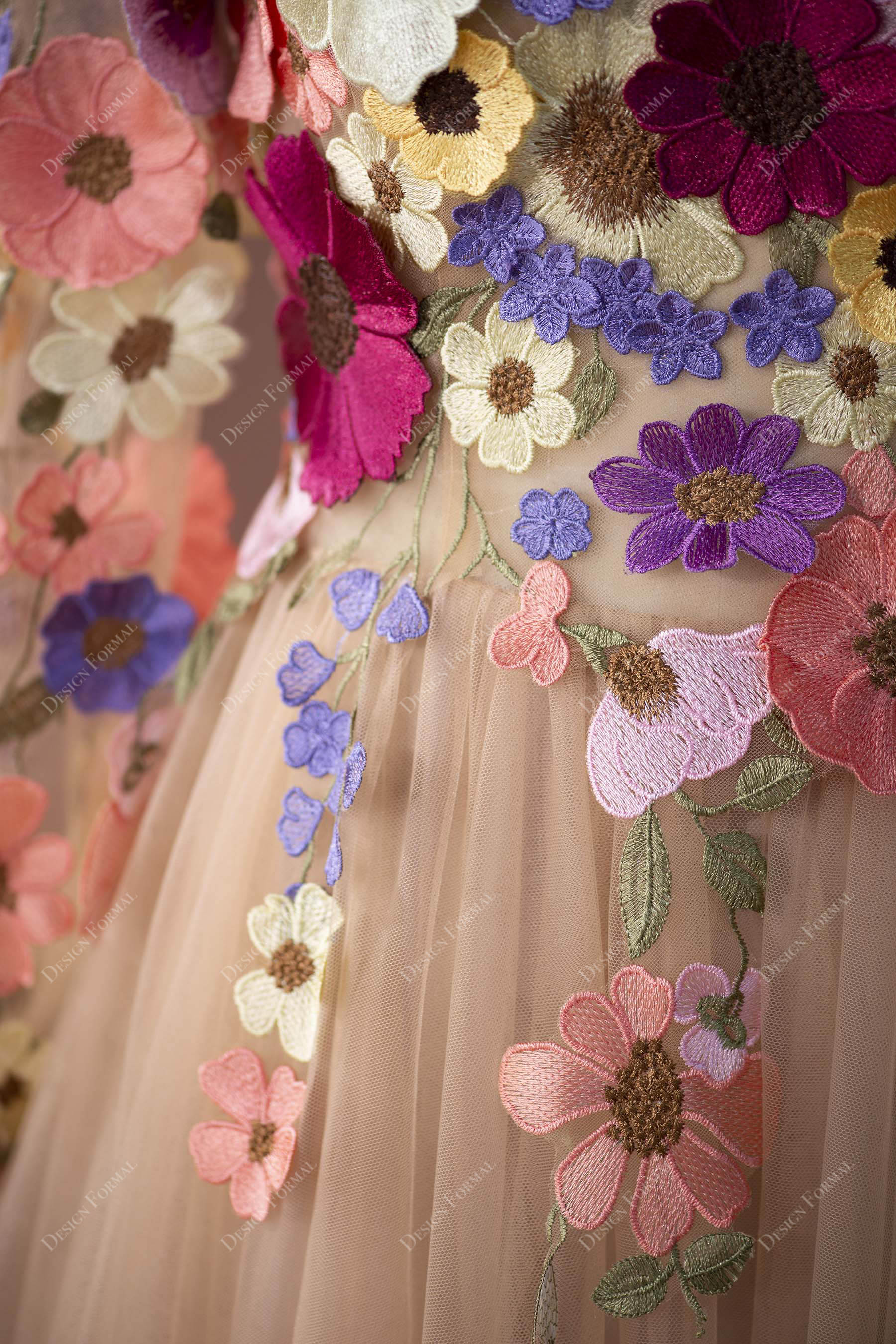 beautiful wild flowers fairy wedding gown