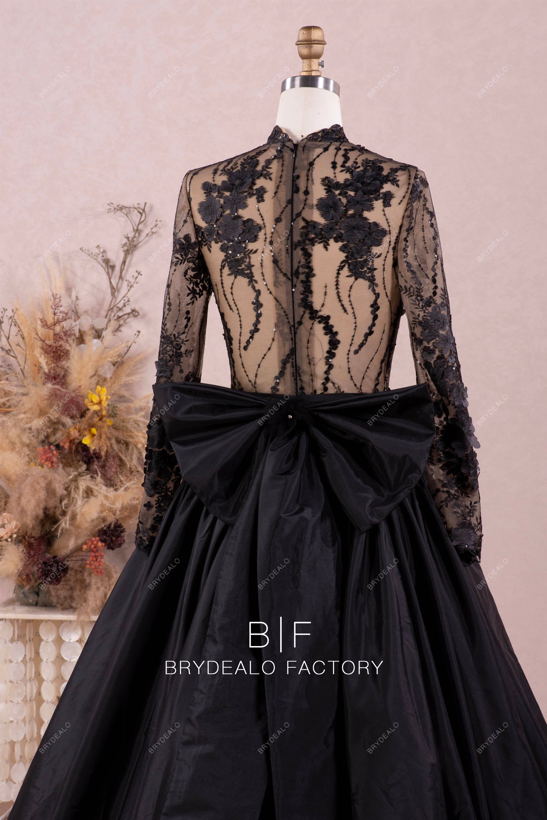 black illusion back Gothic wedding dress