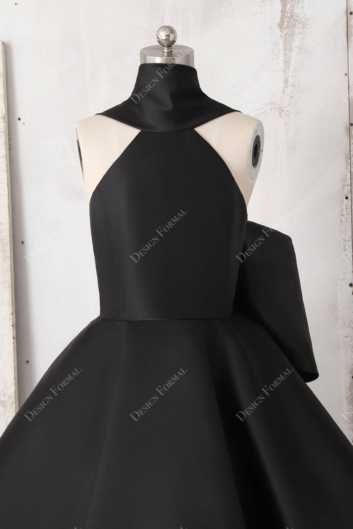 Black Halter Tea Length Dress