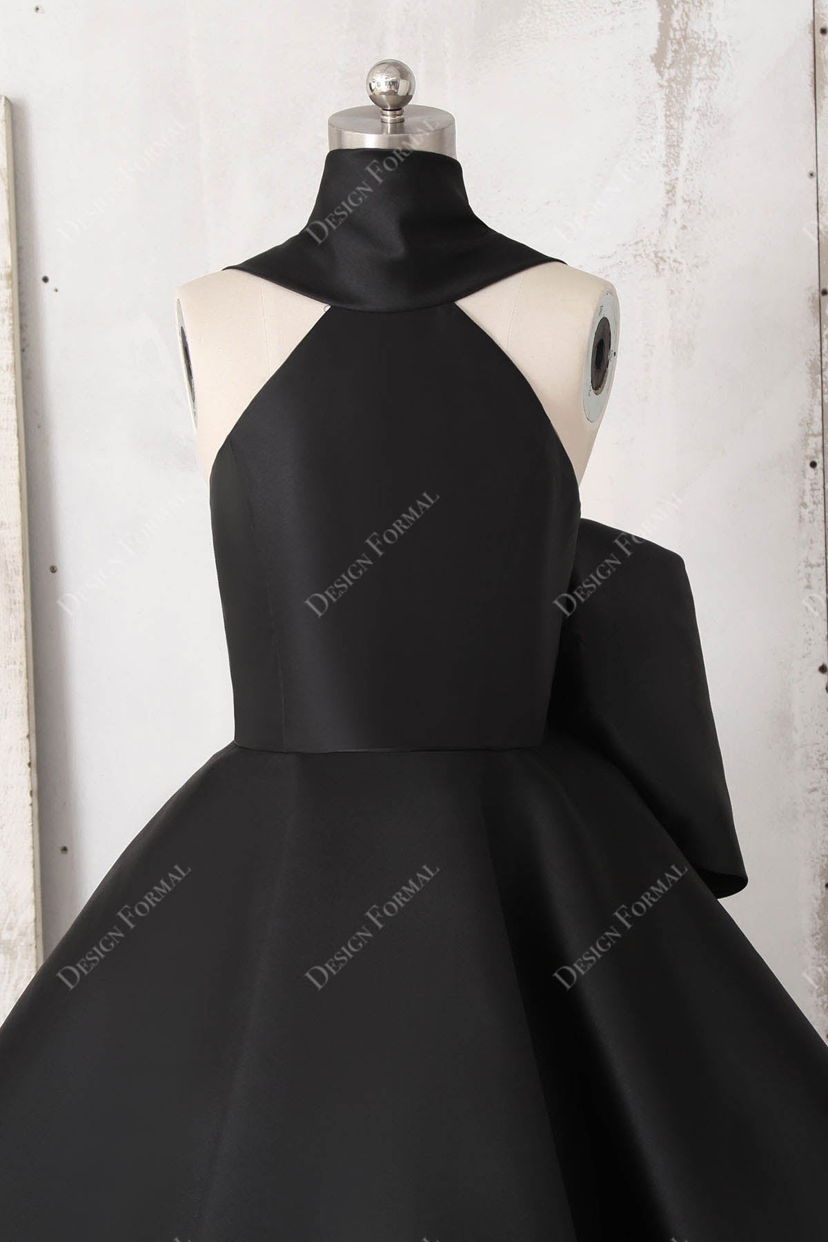 black satin halter bridesmaid dress