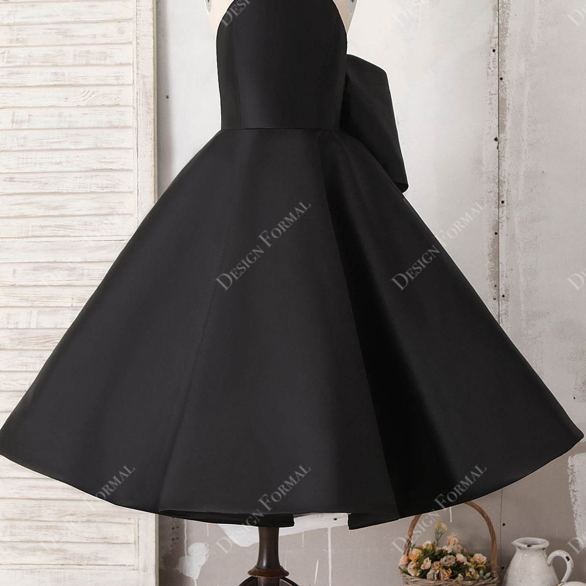 bow dress formal Vintage V Back Bow Tie Dress with Belt – Catherine Regehr main image 1