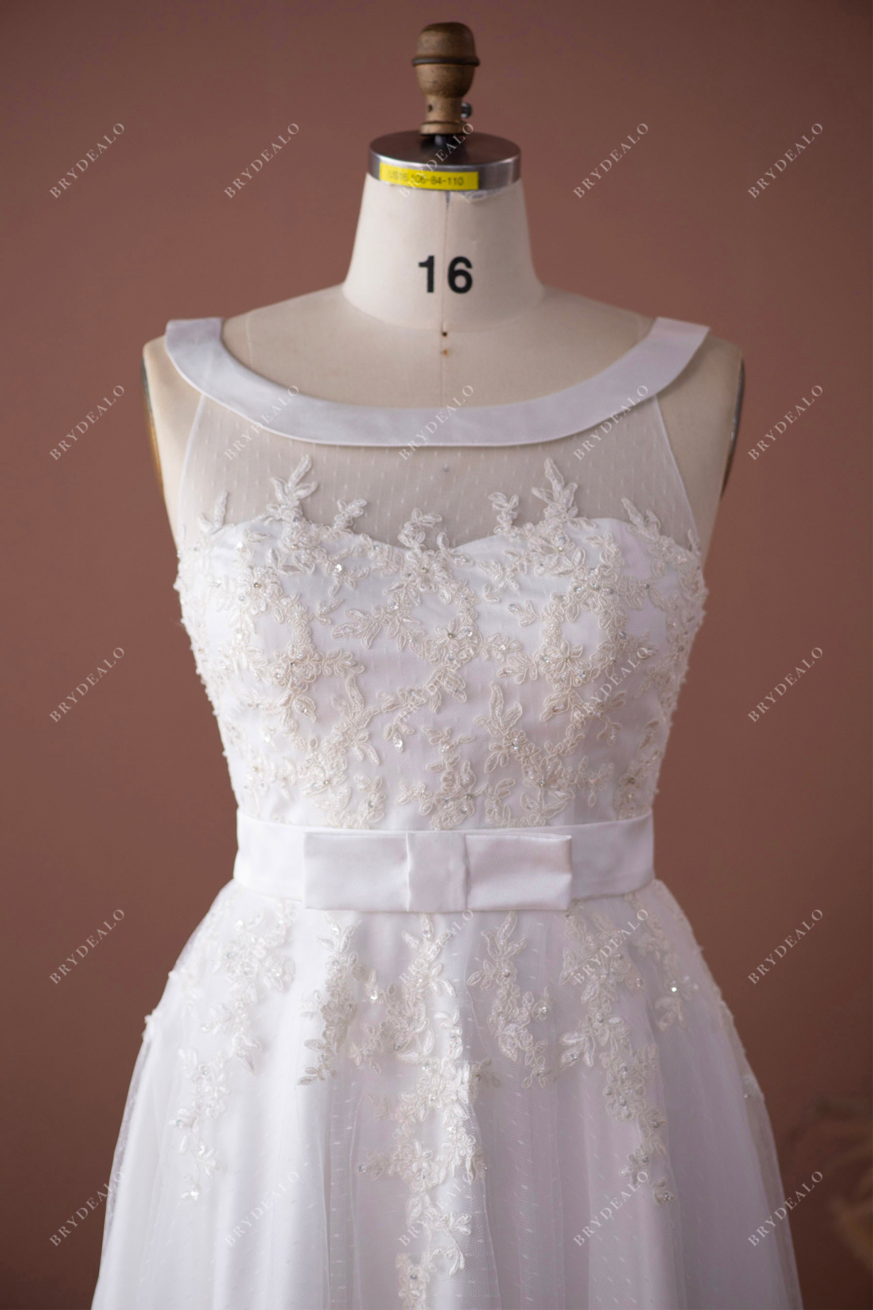 sleeveless boat neck casual wedding dress
