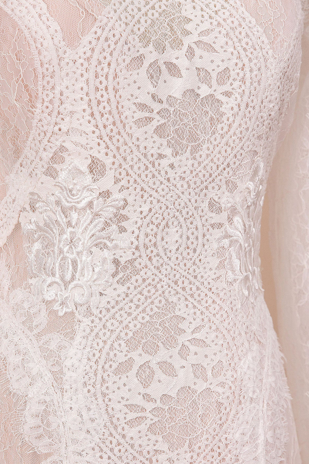 Boho Lace Chiffon Long Wedding Dress