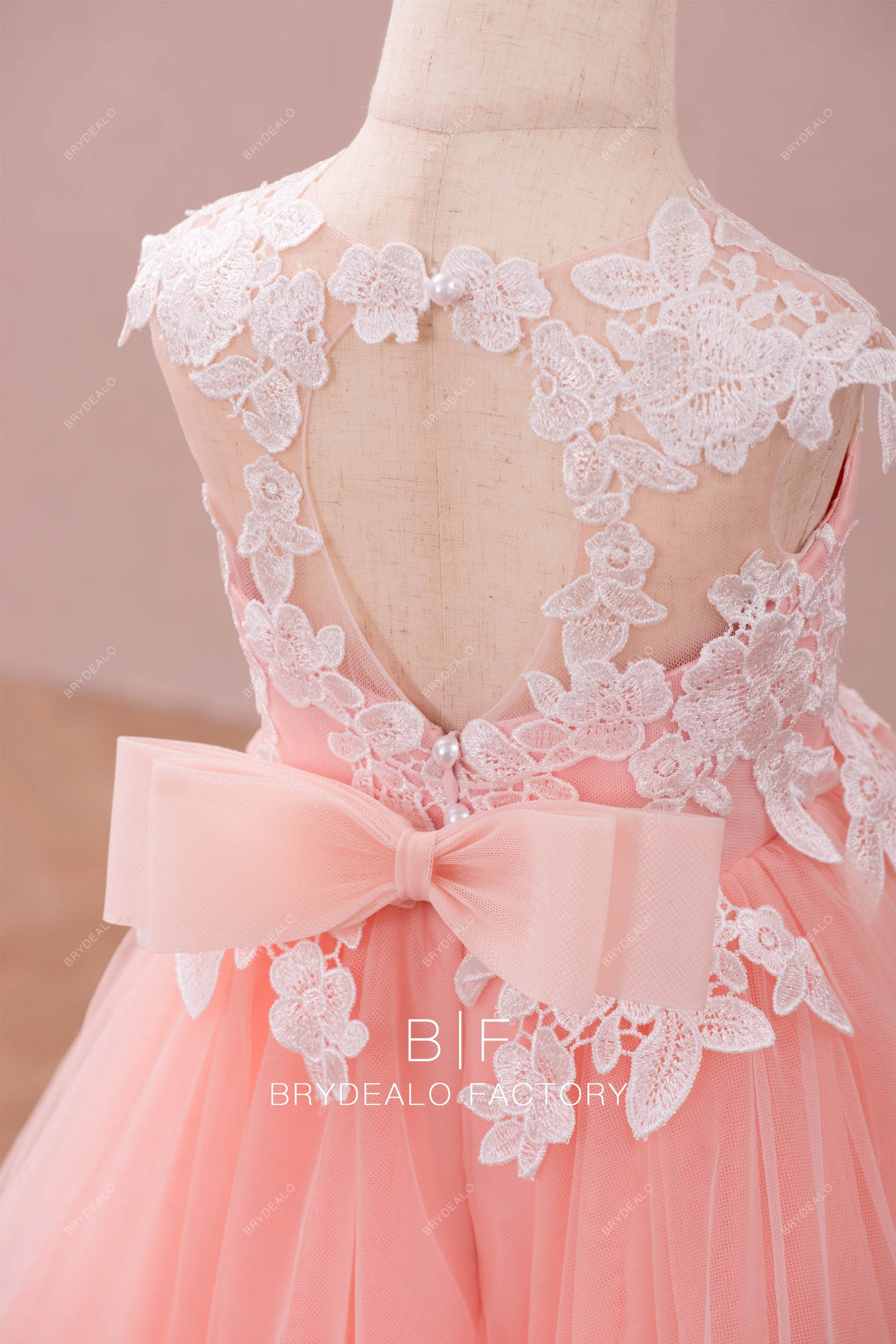pretty bowknot lace tulle flower girl dress