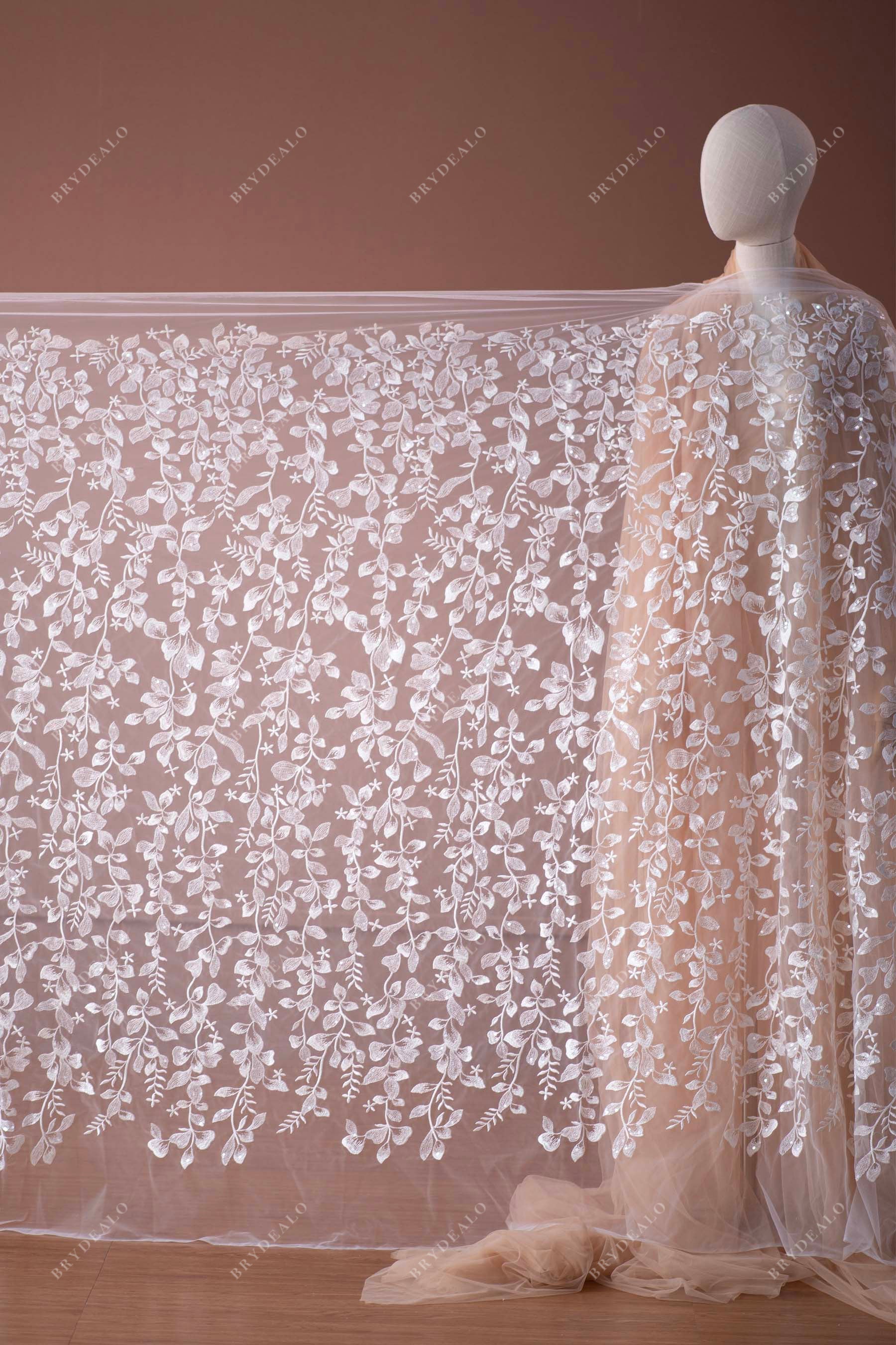 designer online flower bridal lace fabric sold by the yard