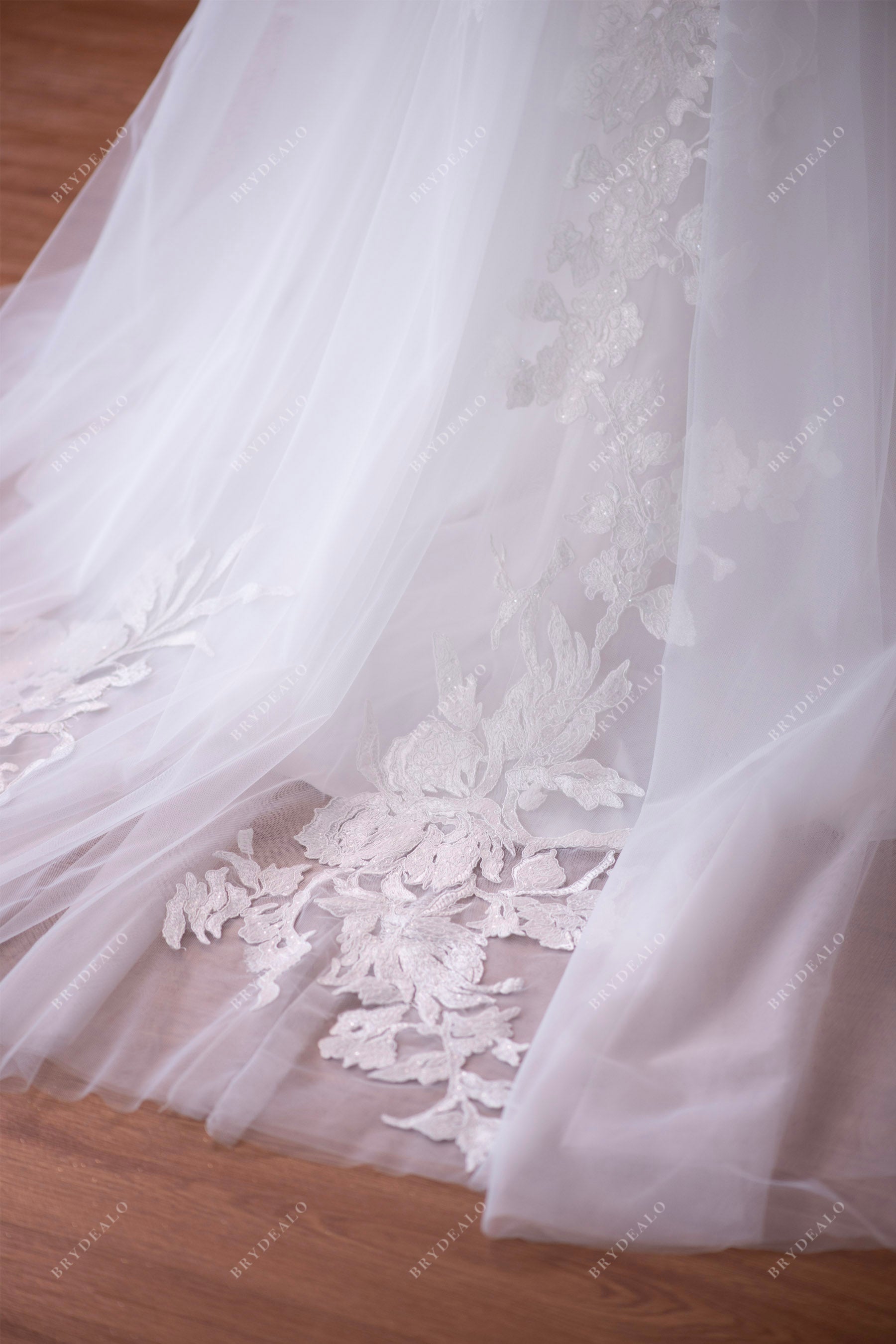 Fashion Court Lace Train Wedding Gown