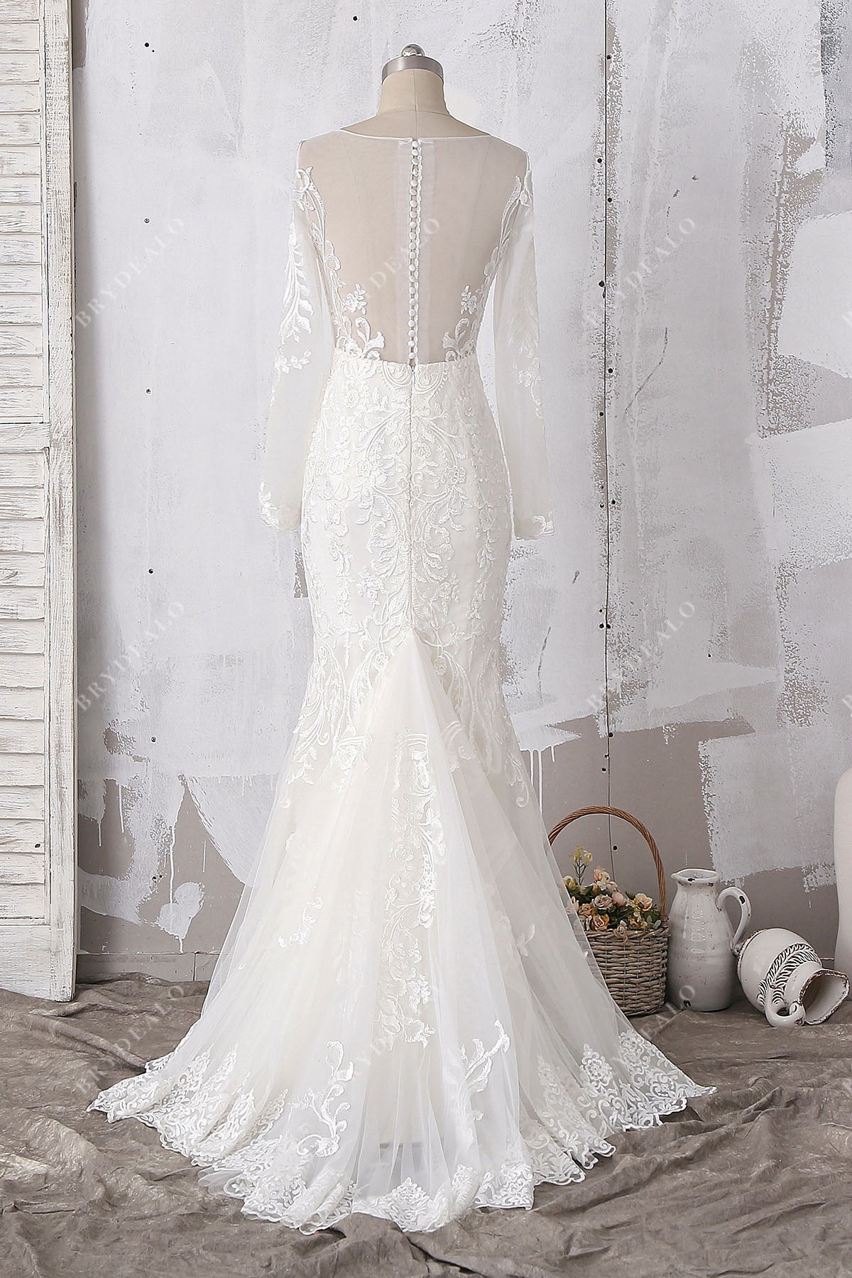 French Bustle Wedding Dress Chapel Train