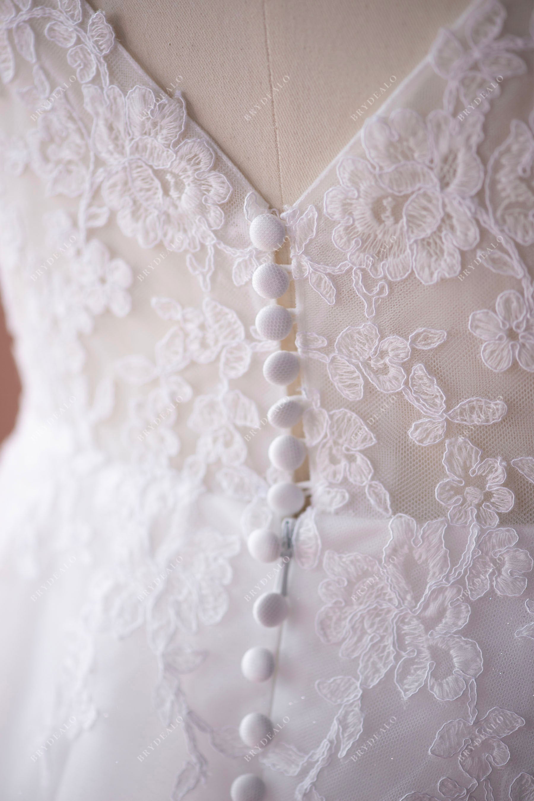 custom button back wedding dress