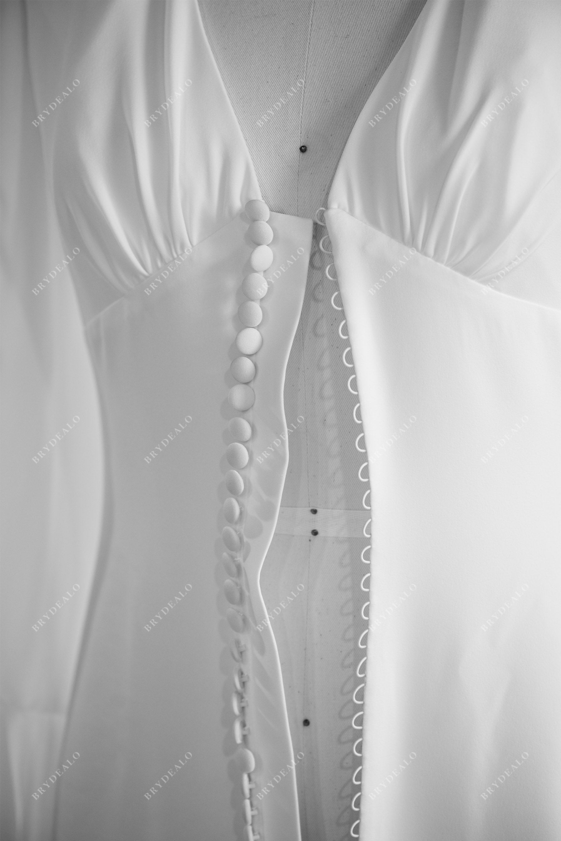 tailored button closure informal wedding dress