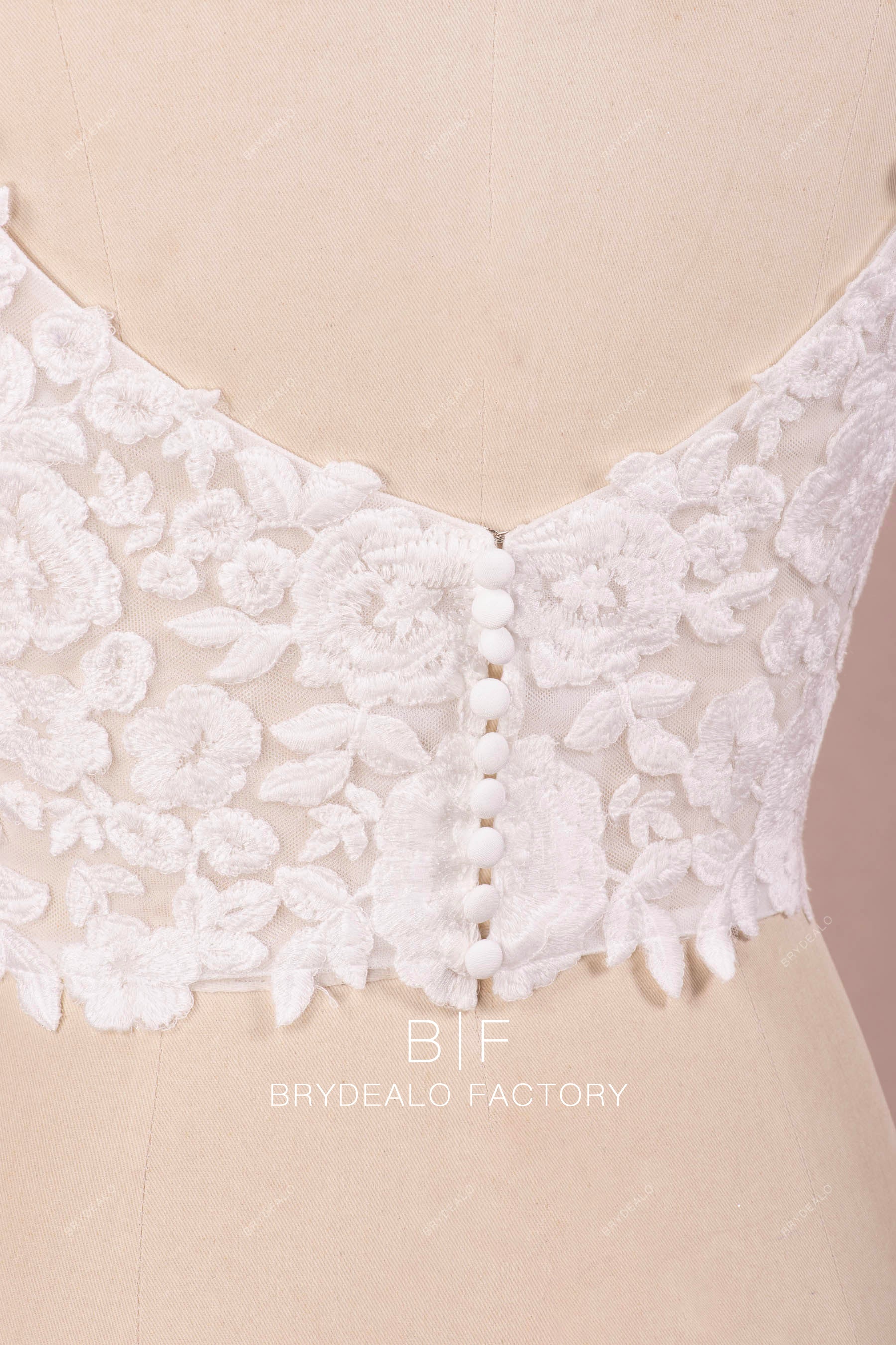 buttoned up closure bridal top