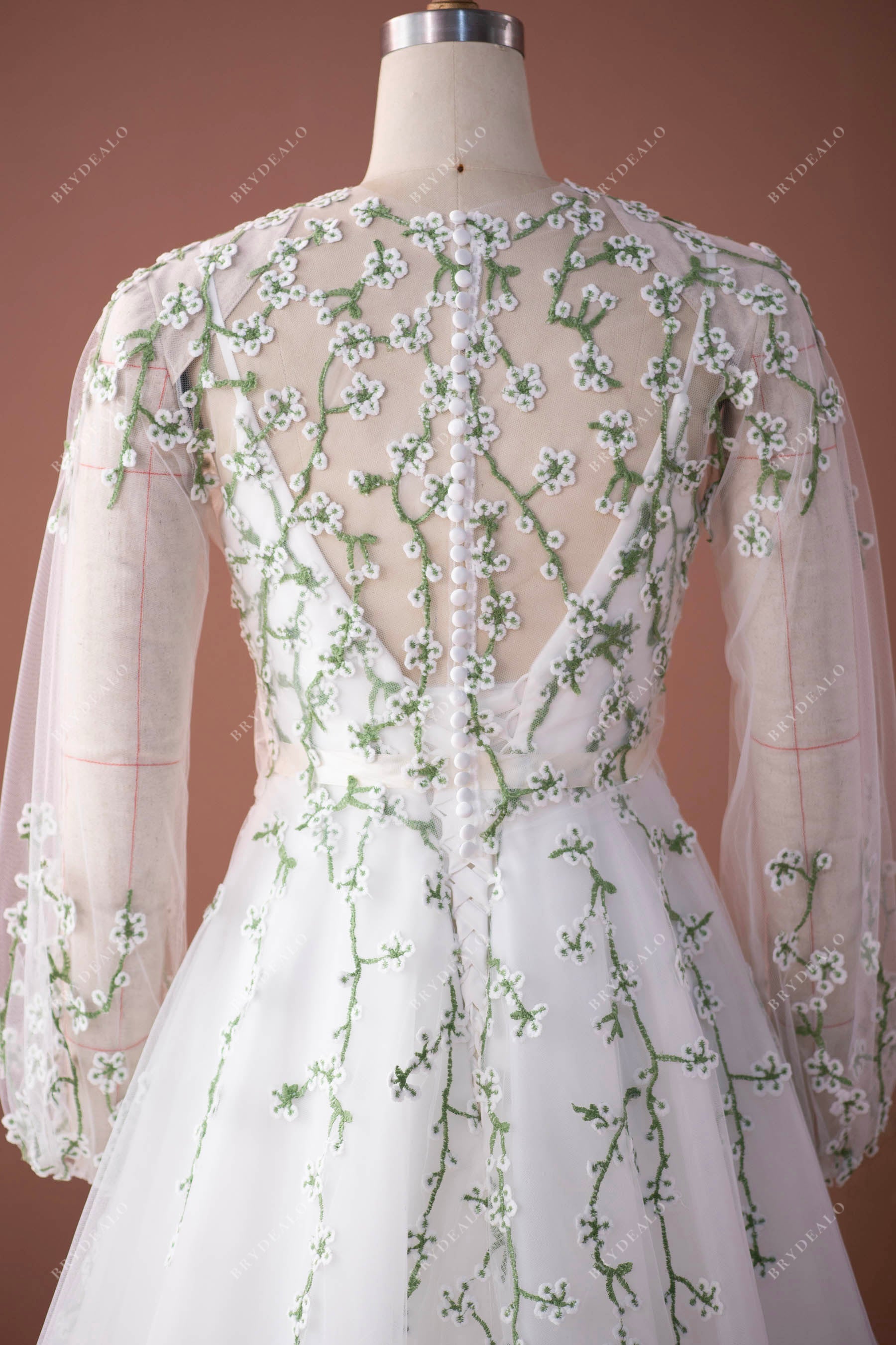 fashion buttoned back bridal blouse