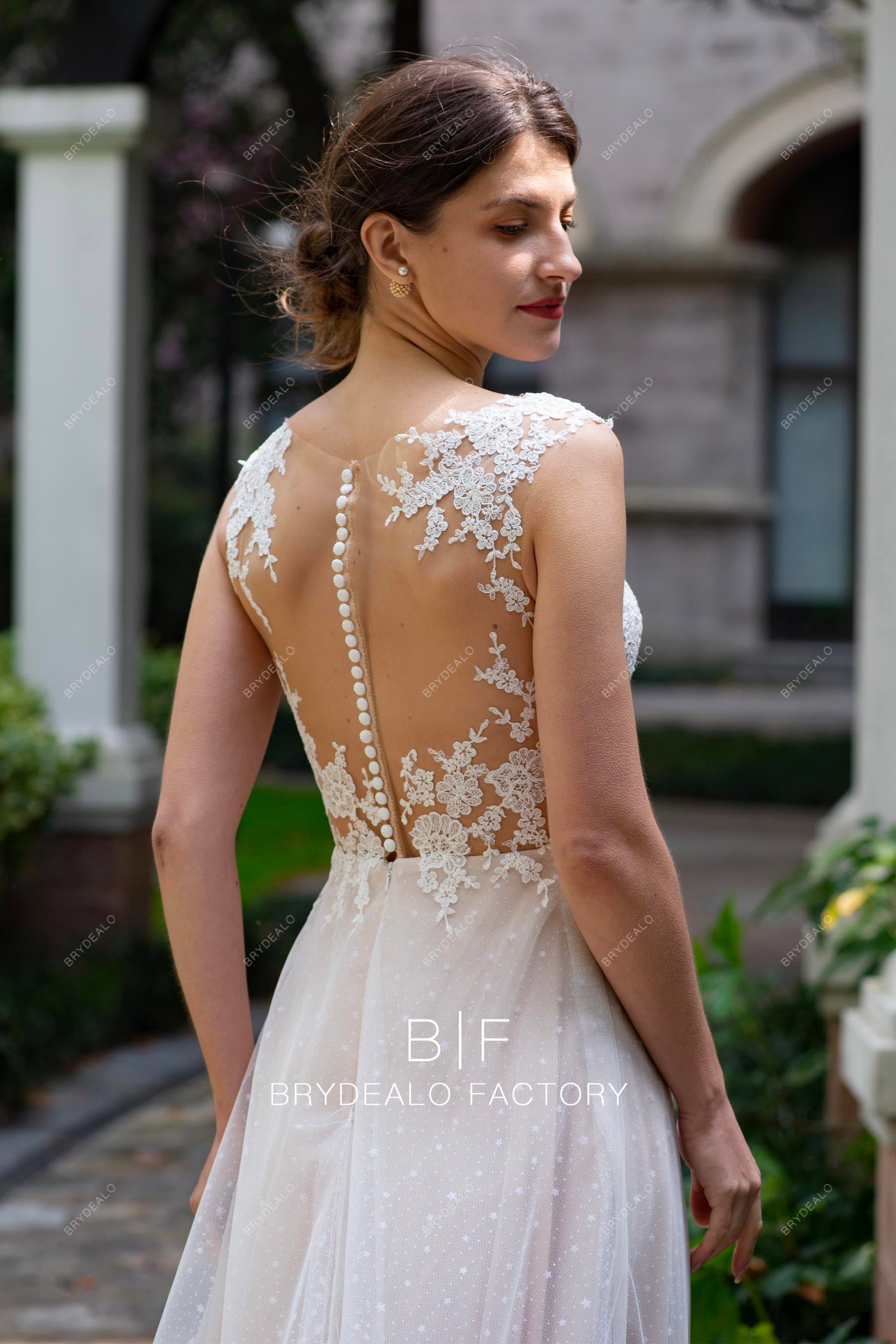 cap sleeve sheer back lace designer spring wedding dress