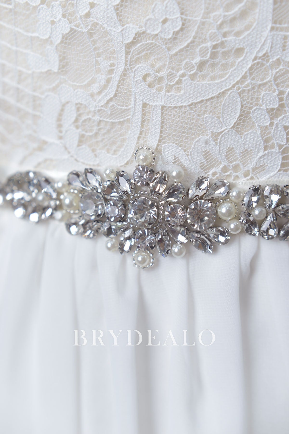 Captivating Pearls Crystals Satin Bridal Sash online