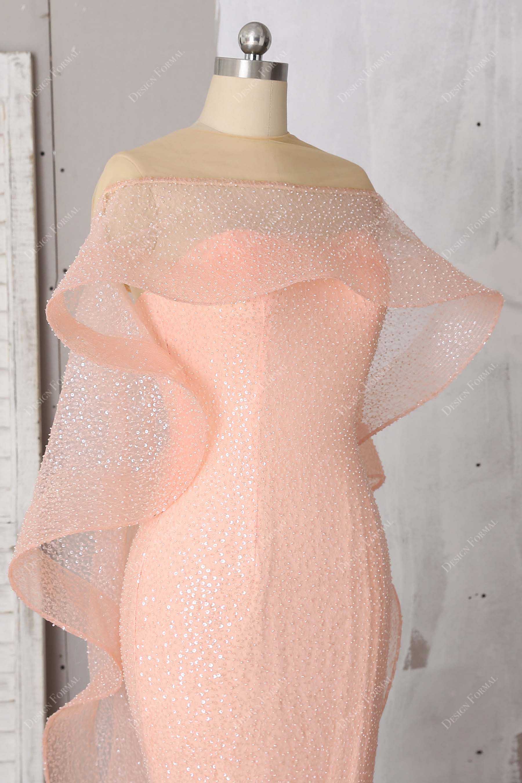 Glittery Prom Dress Peach