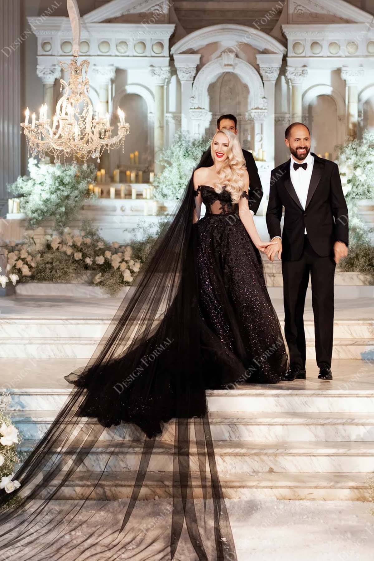 Celebrity black wedding outlet dress