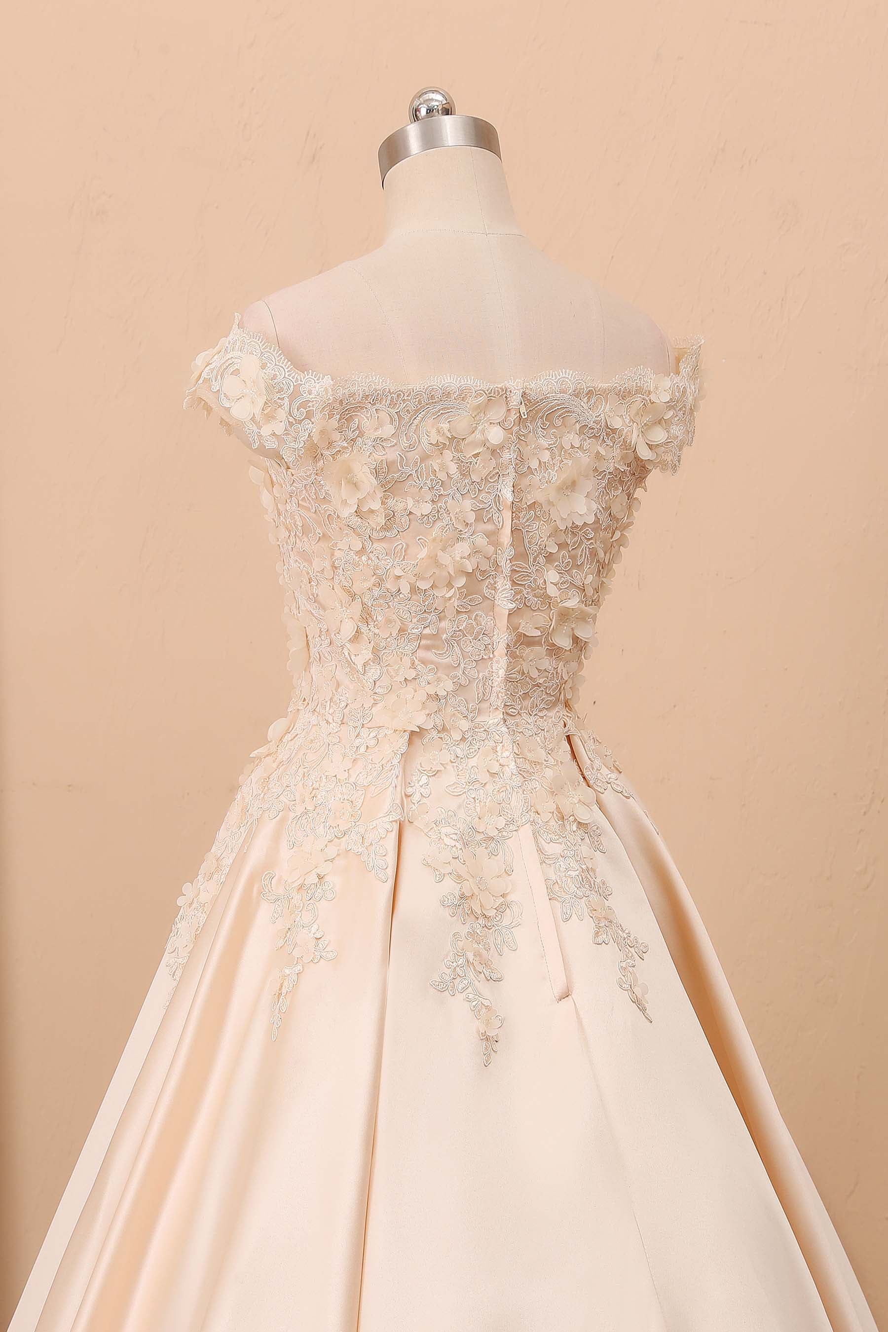 designer 3D lace off-shoulder wedding dress