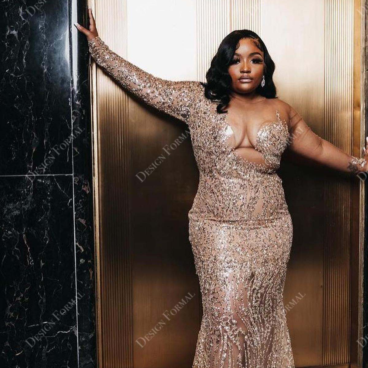 champagne color mermaid prom dresses Champagne Mermaid Prom gold Prom dress with Detachable Overskirt, Off-Shoulder Sweetheart Neckline, Tulle Lace Appliques, Beads, and Slit