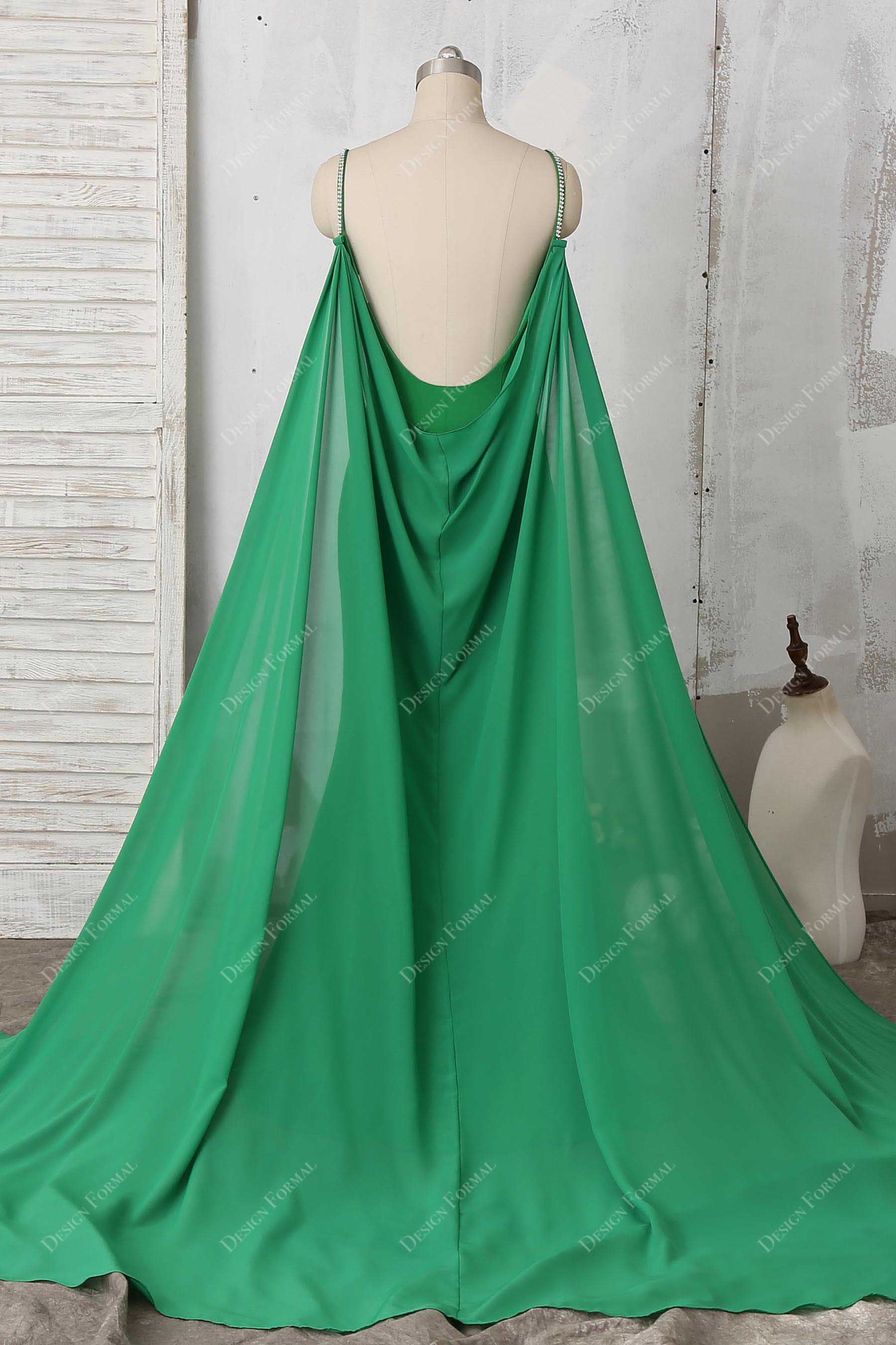 chiffon cape in emerald green color