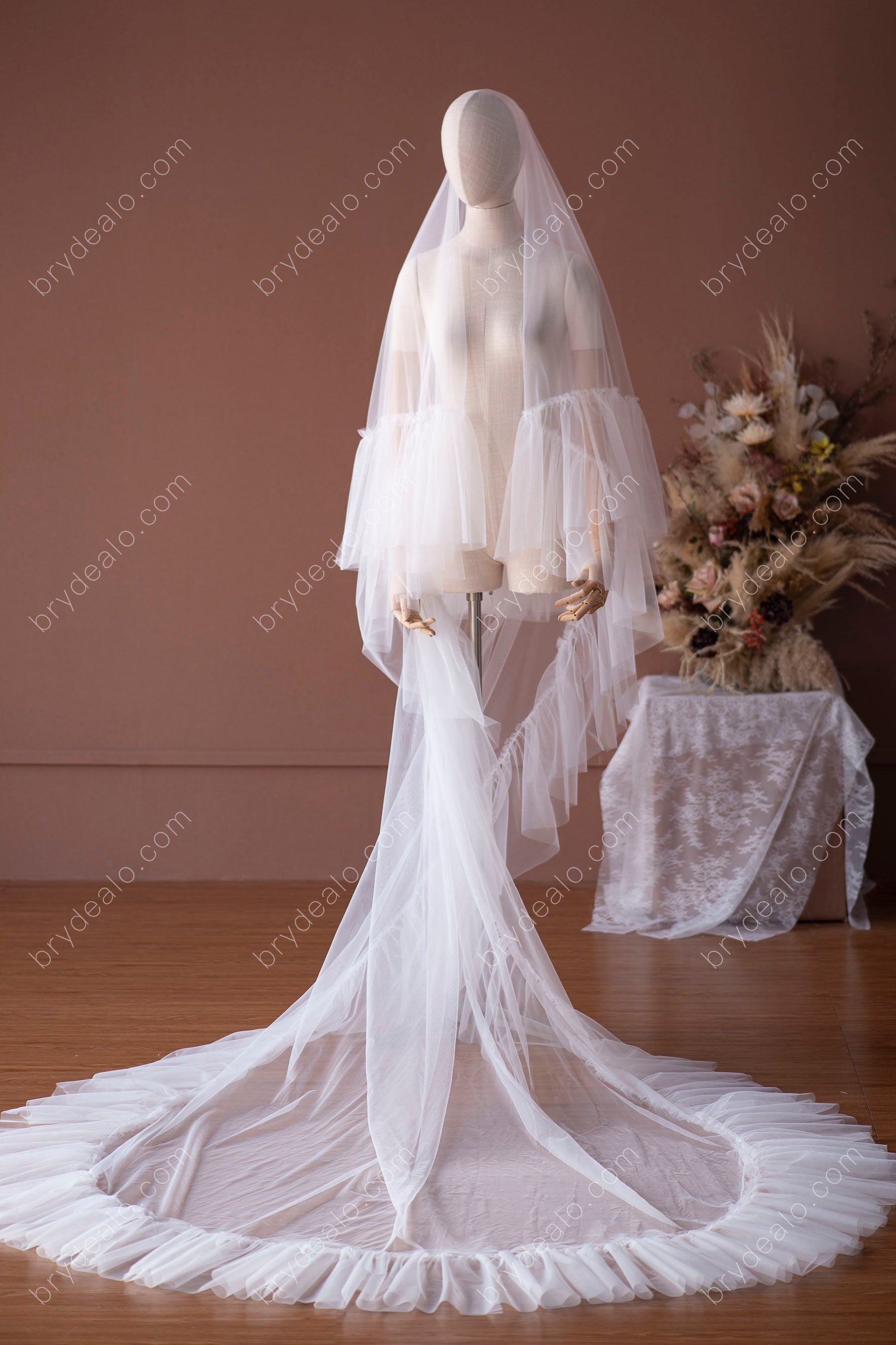 Two-tier Cathedral Length Ruffled Bridal Veil Online