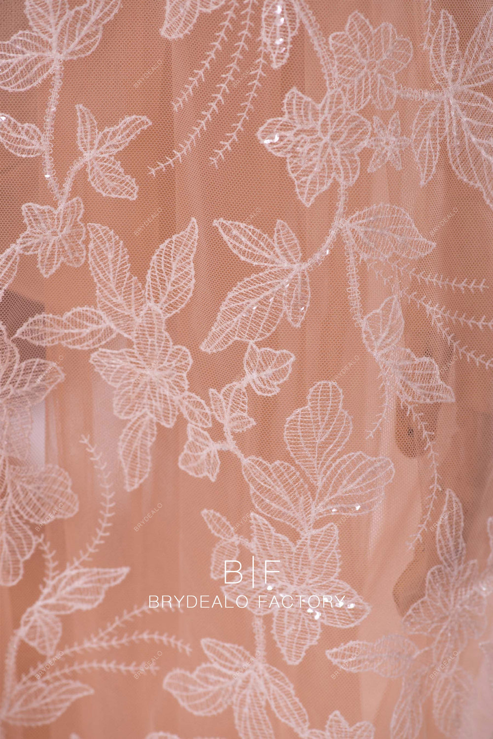 Clear Sequin Abstract Pattern Embroidery Lace Fabric Online