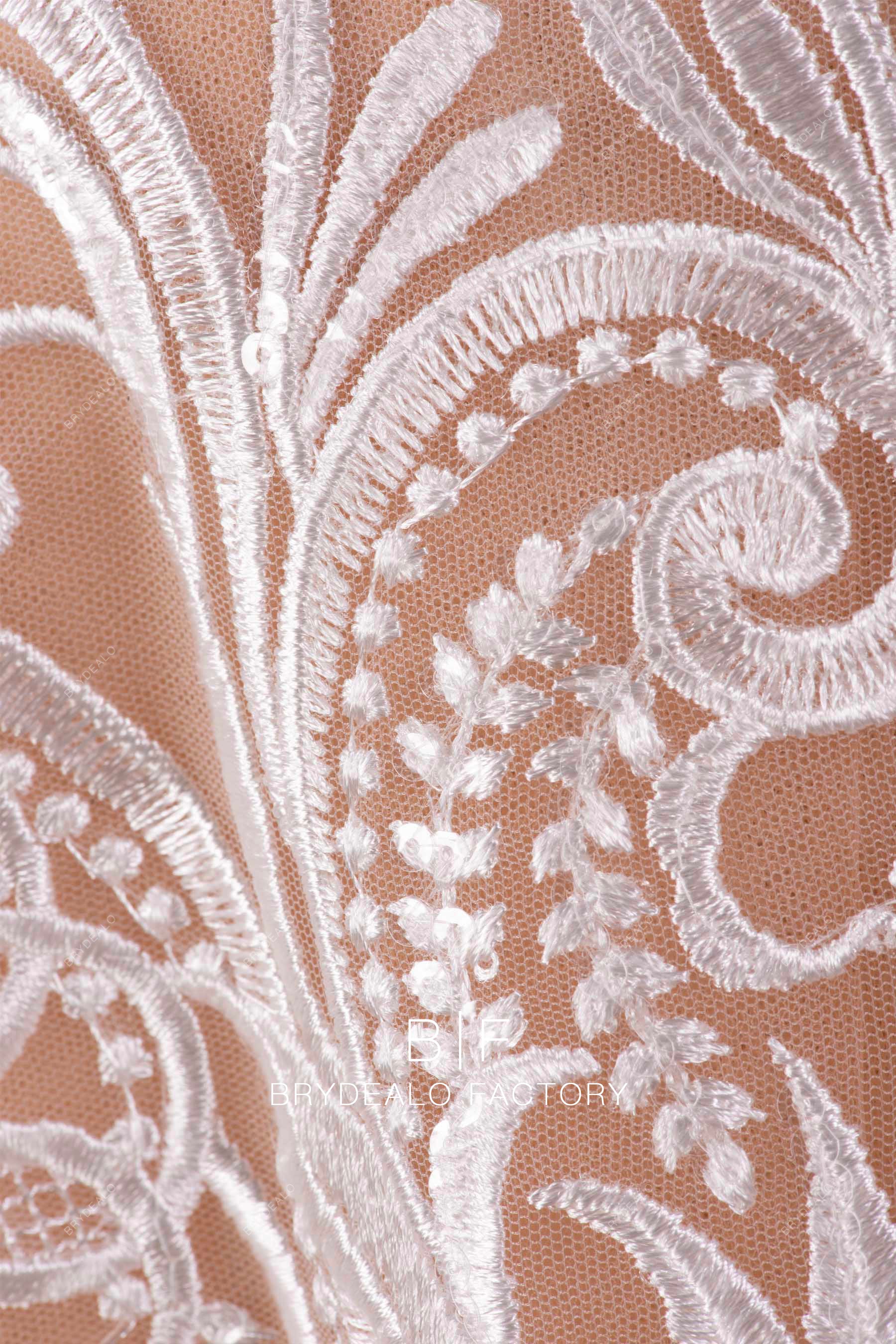 best clear sequin embroidery lace online