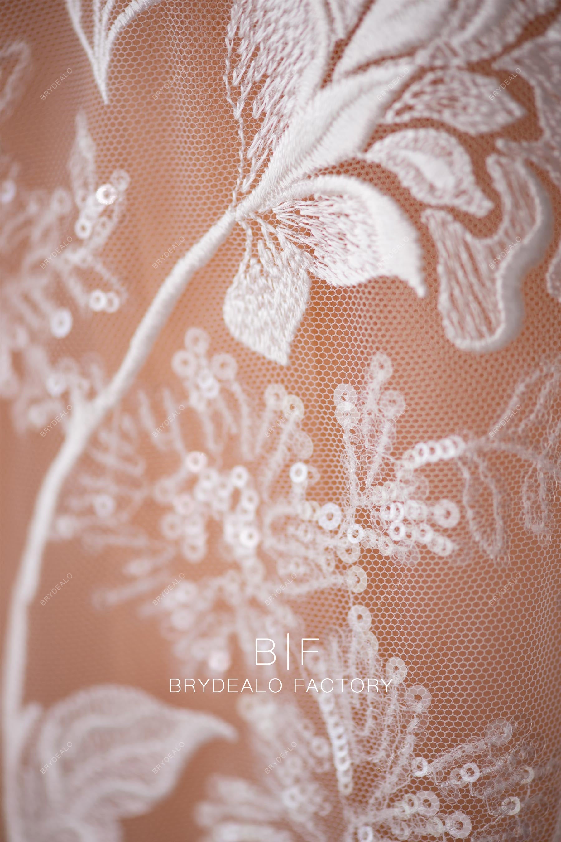 high quality clear sequin flower embroidery lace