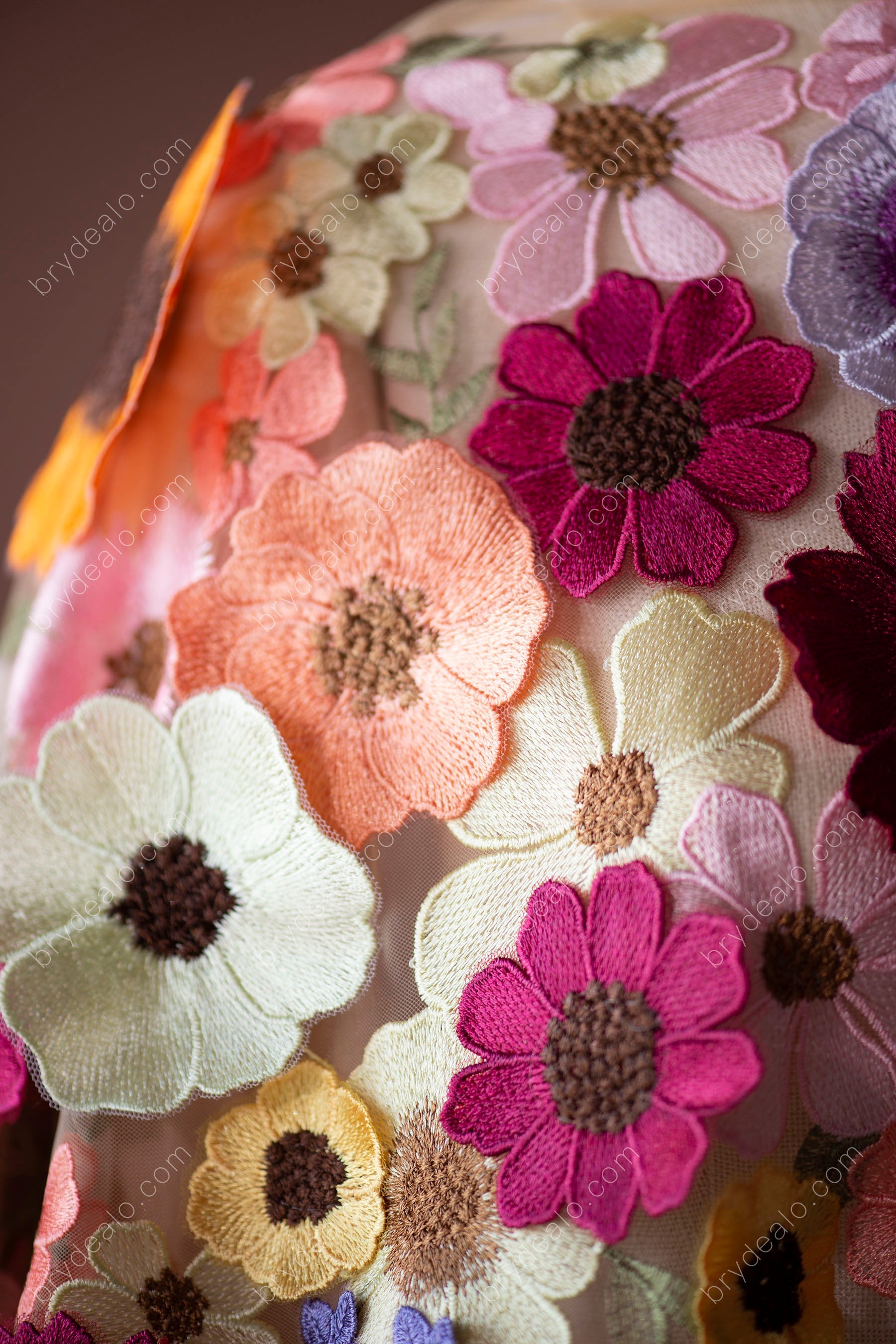 Colorful Flowers Designer Lace Fabric by the yard