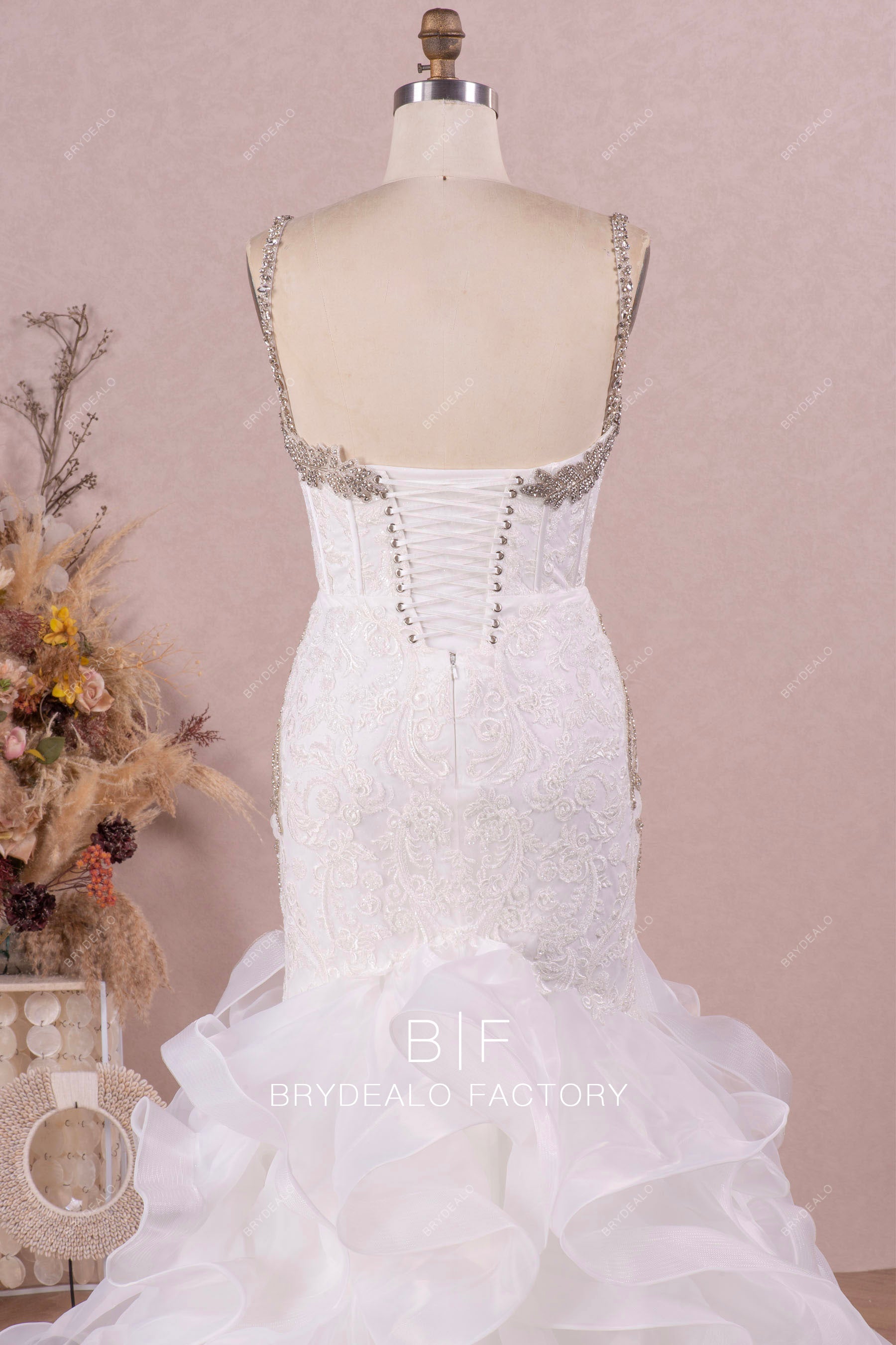 corset lace up back sleeveless wedding dress