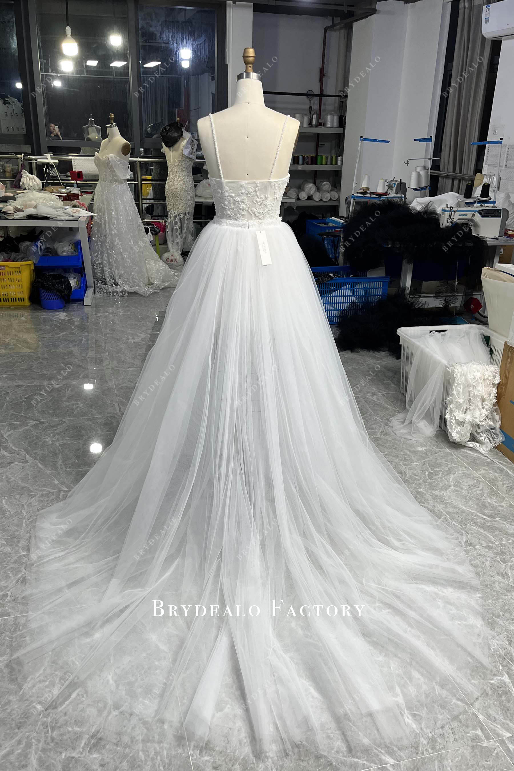 court train long overskirt wedding dress