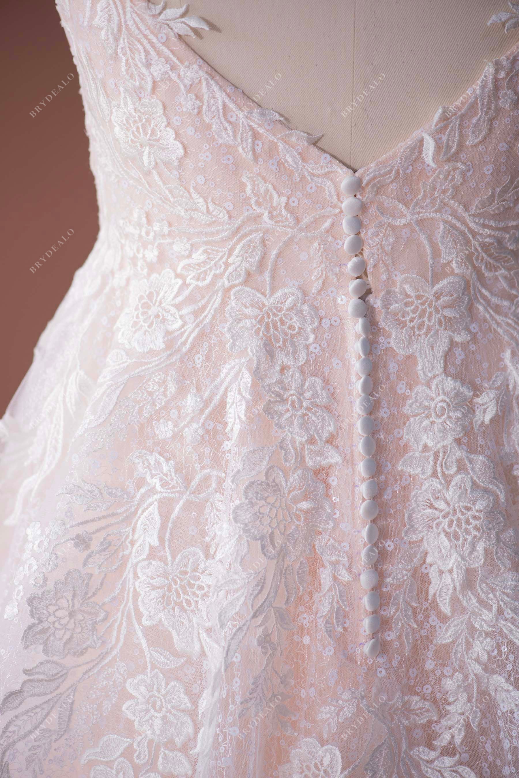 custom V-back trendy lace bridal gown