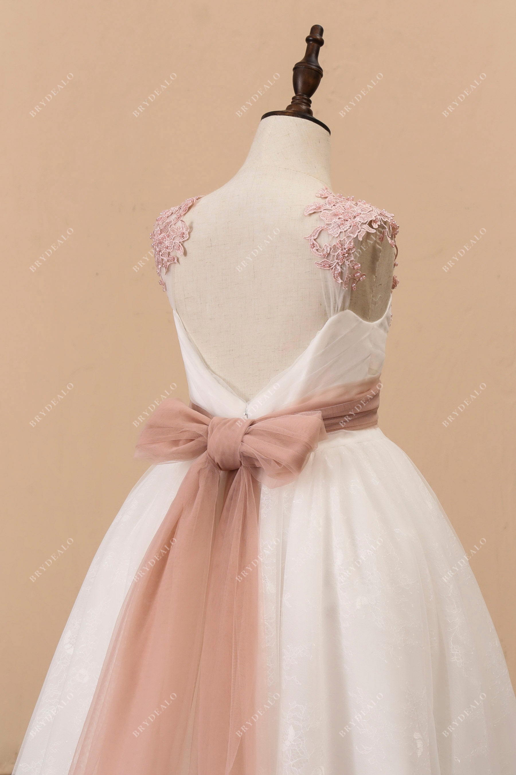 stylish open back tulle flower girl gown for less