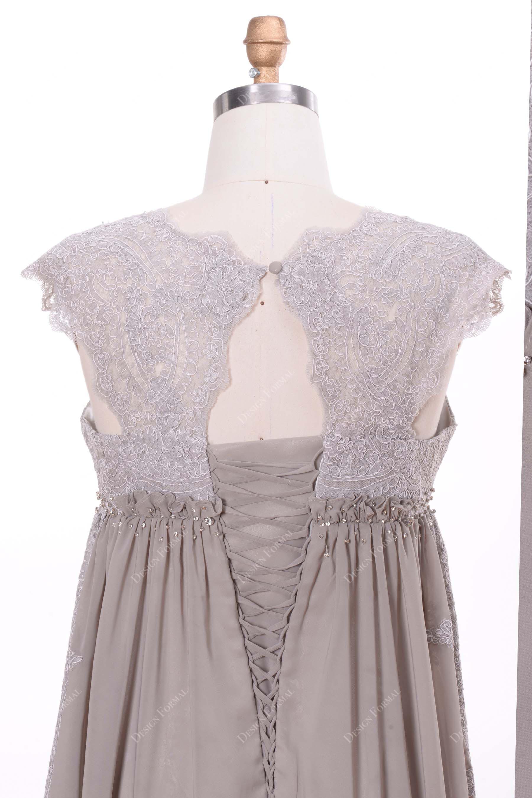 cutout back illusion lace chiffon bridal dress