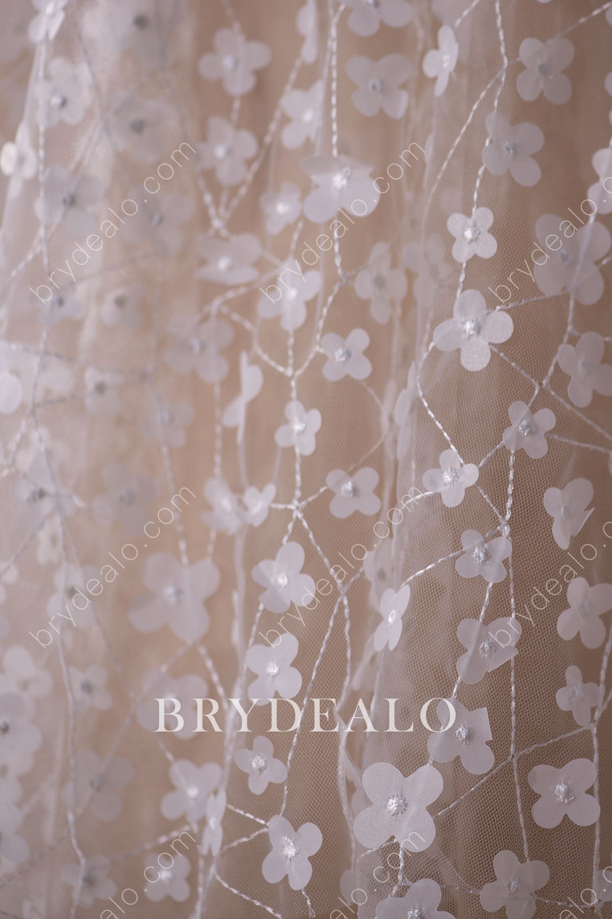 Romantic 3D Flowers Bridal Lace Fabric for Sale