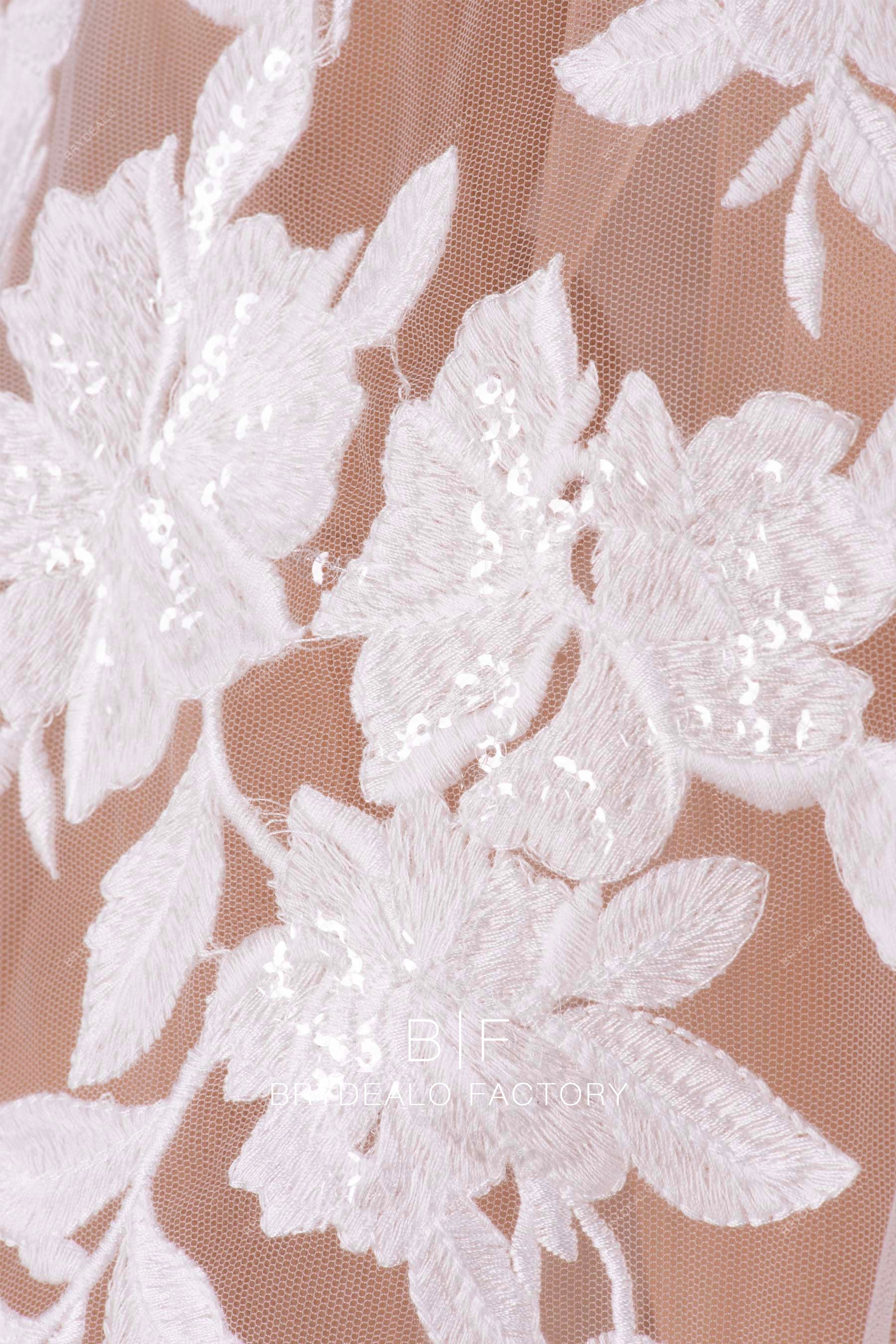 Shimmery Flower Motif Embroidered Lace Online