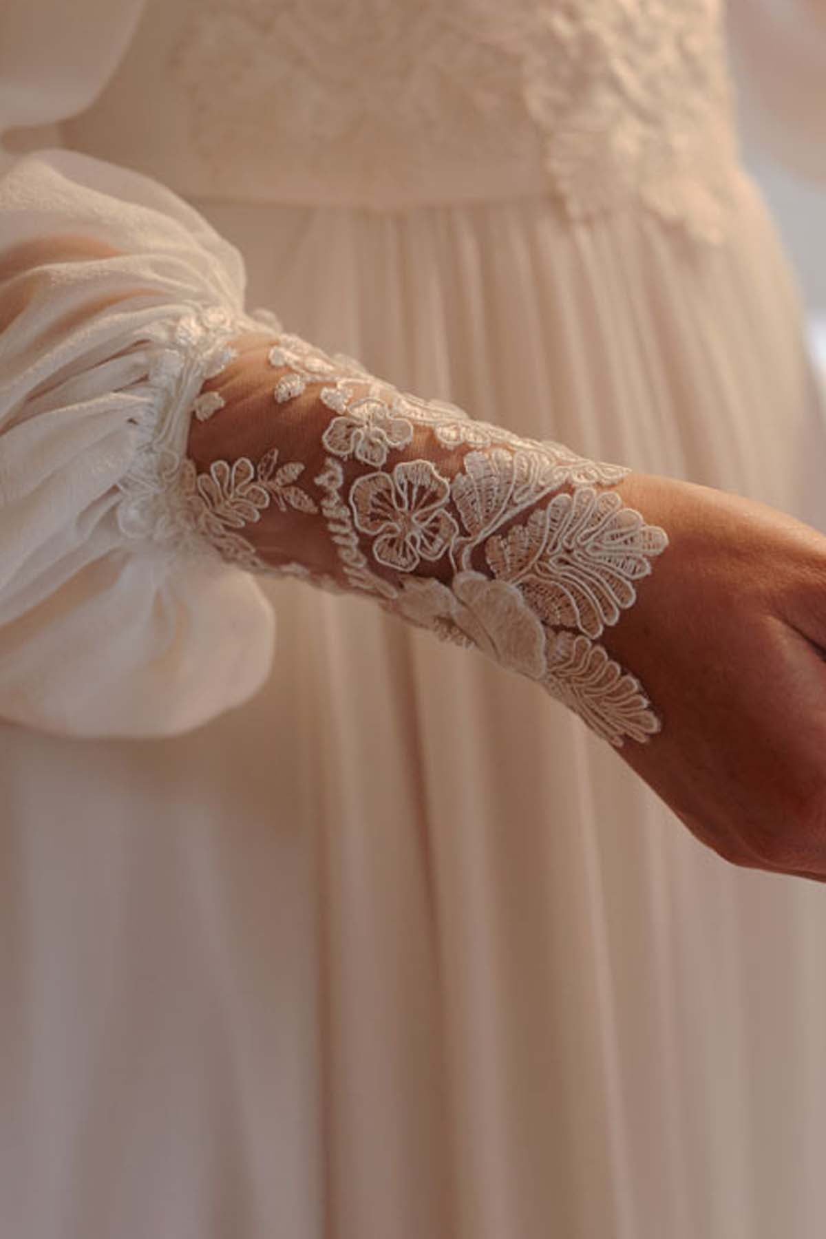 delicate lace sleeve bridal dress